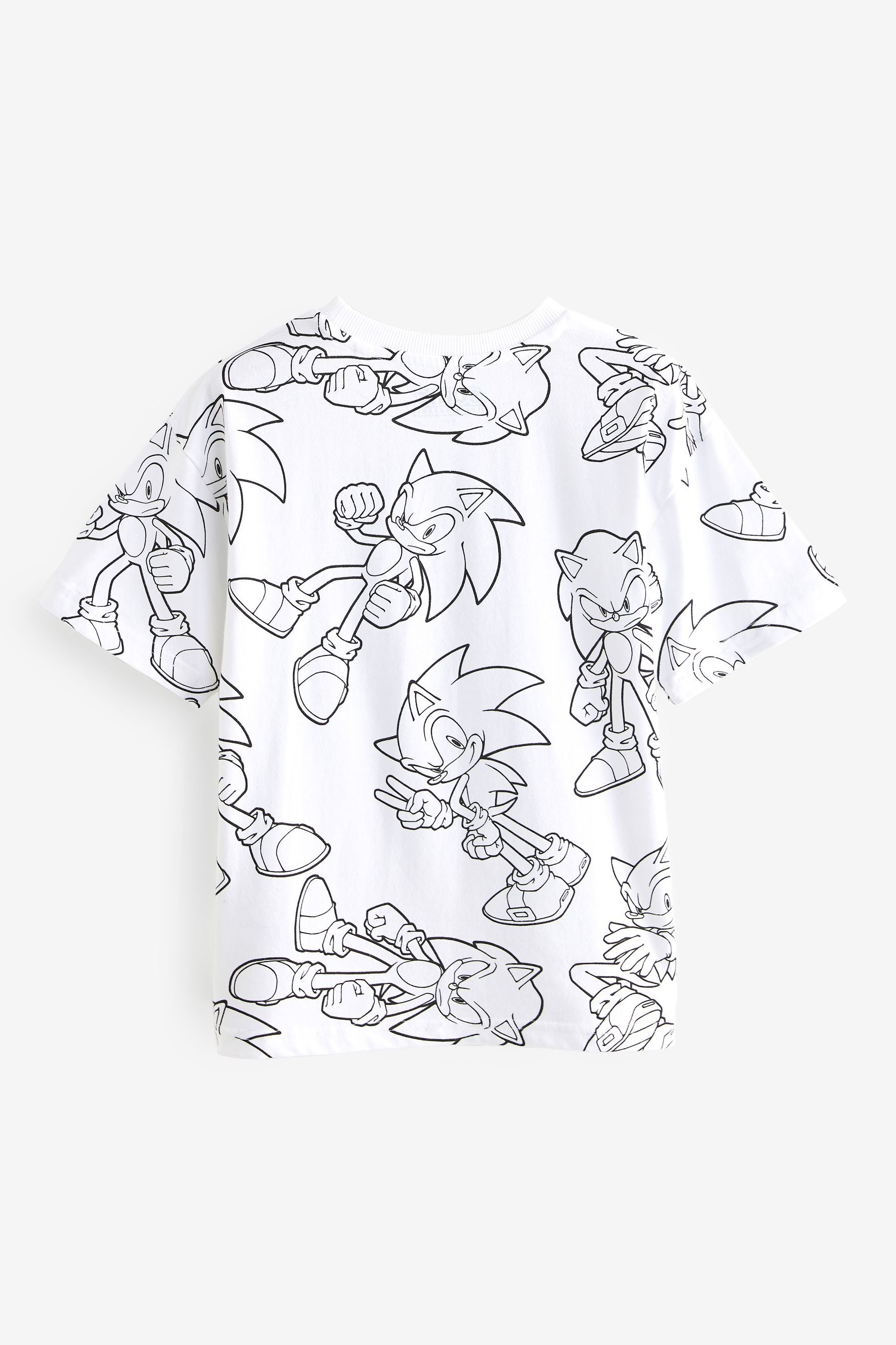 White/Black 100% Cotton Sonic Flippy Sequin T-Shirt (3-16yrs)