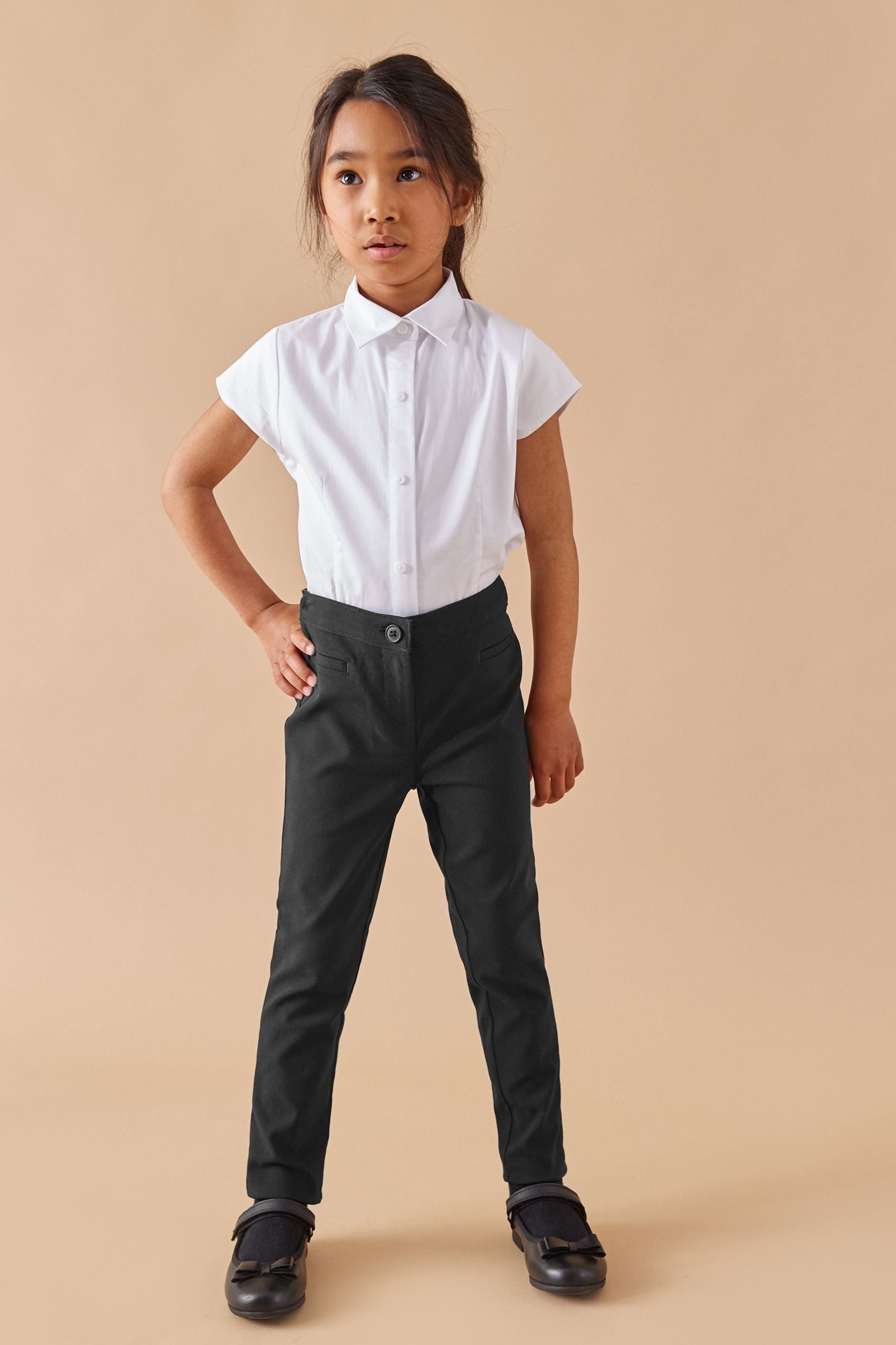 Black Regular Waist School Skinny Stretch Trousers (3-18yrs)