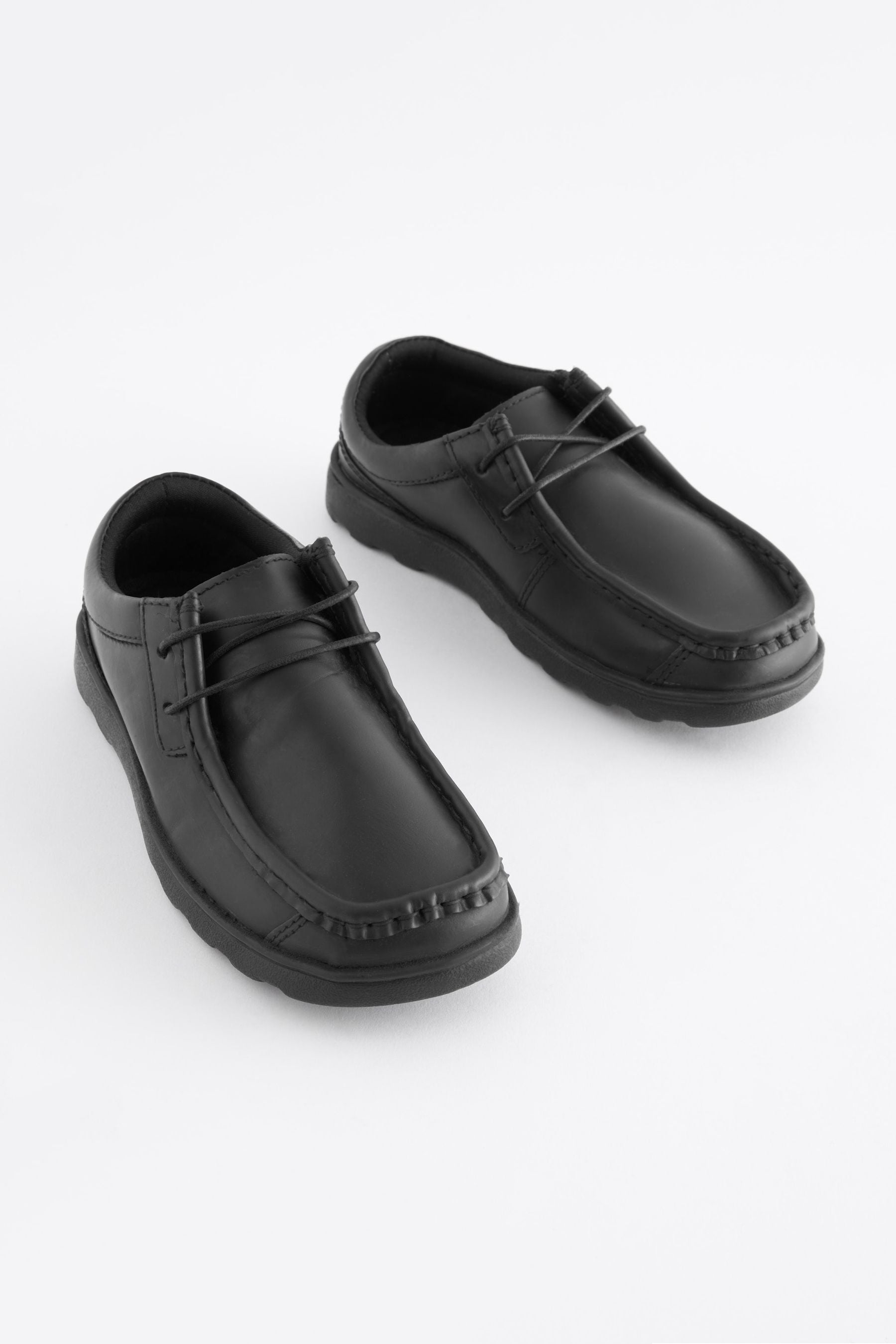 Black School Leather Lace-Up Shoes