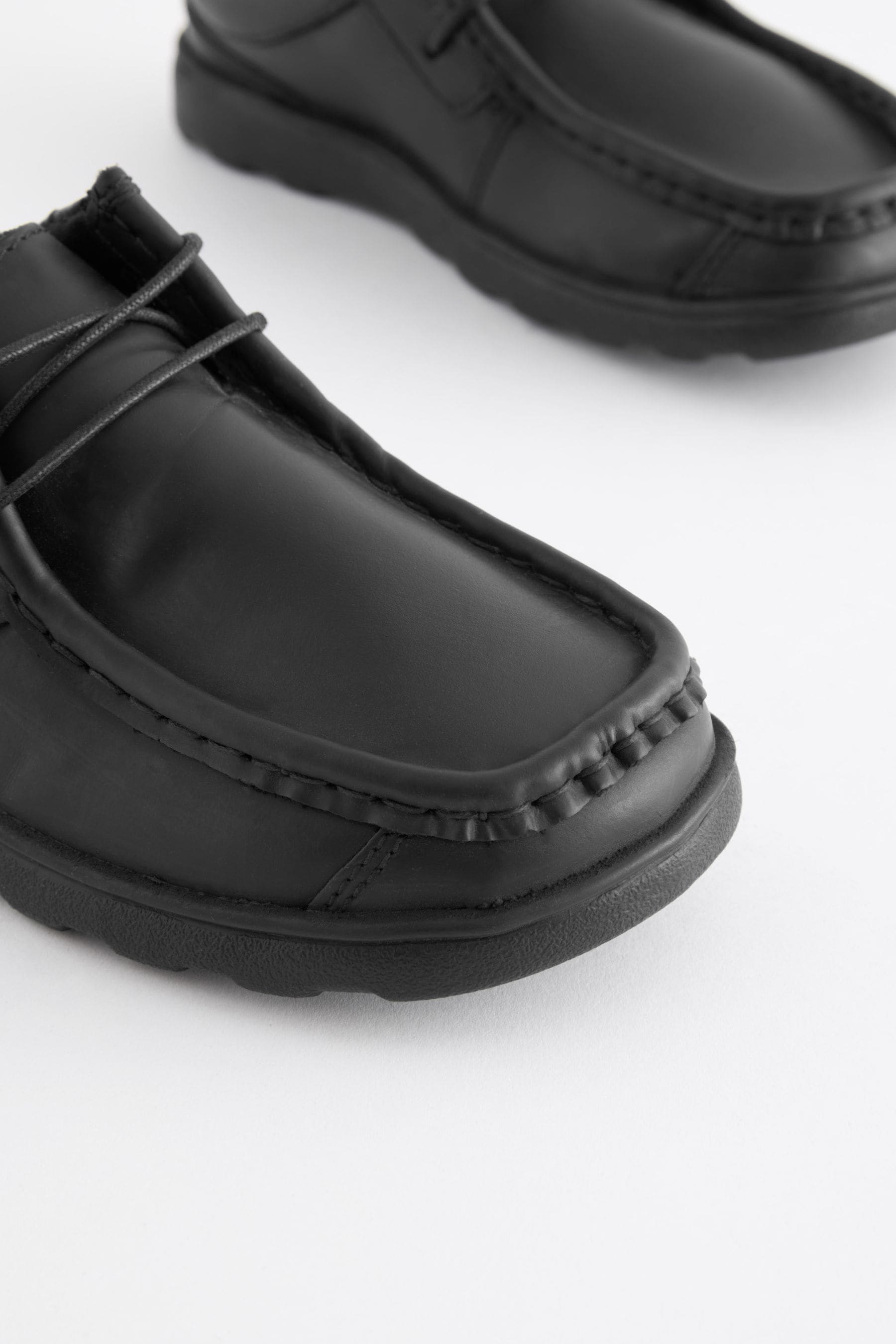 Black School Leather Lace-Up Shoes