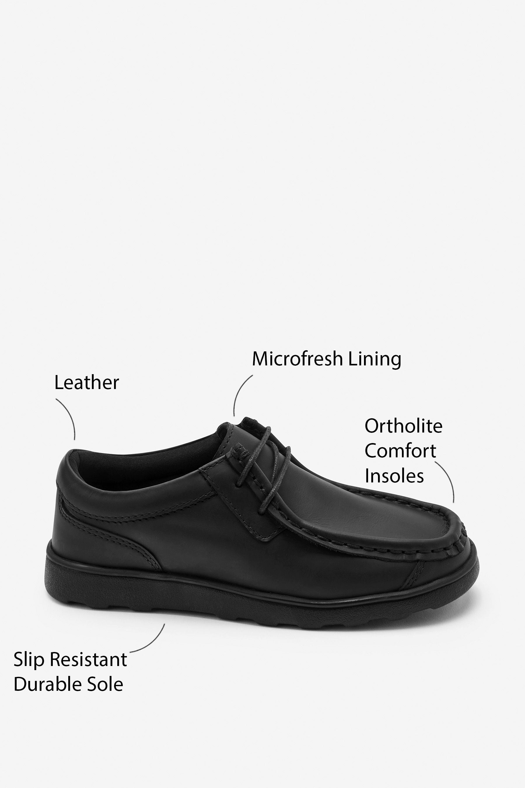 Black School Leather Lace-Up Shoes