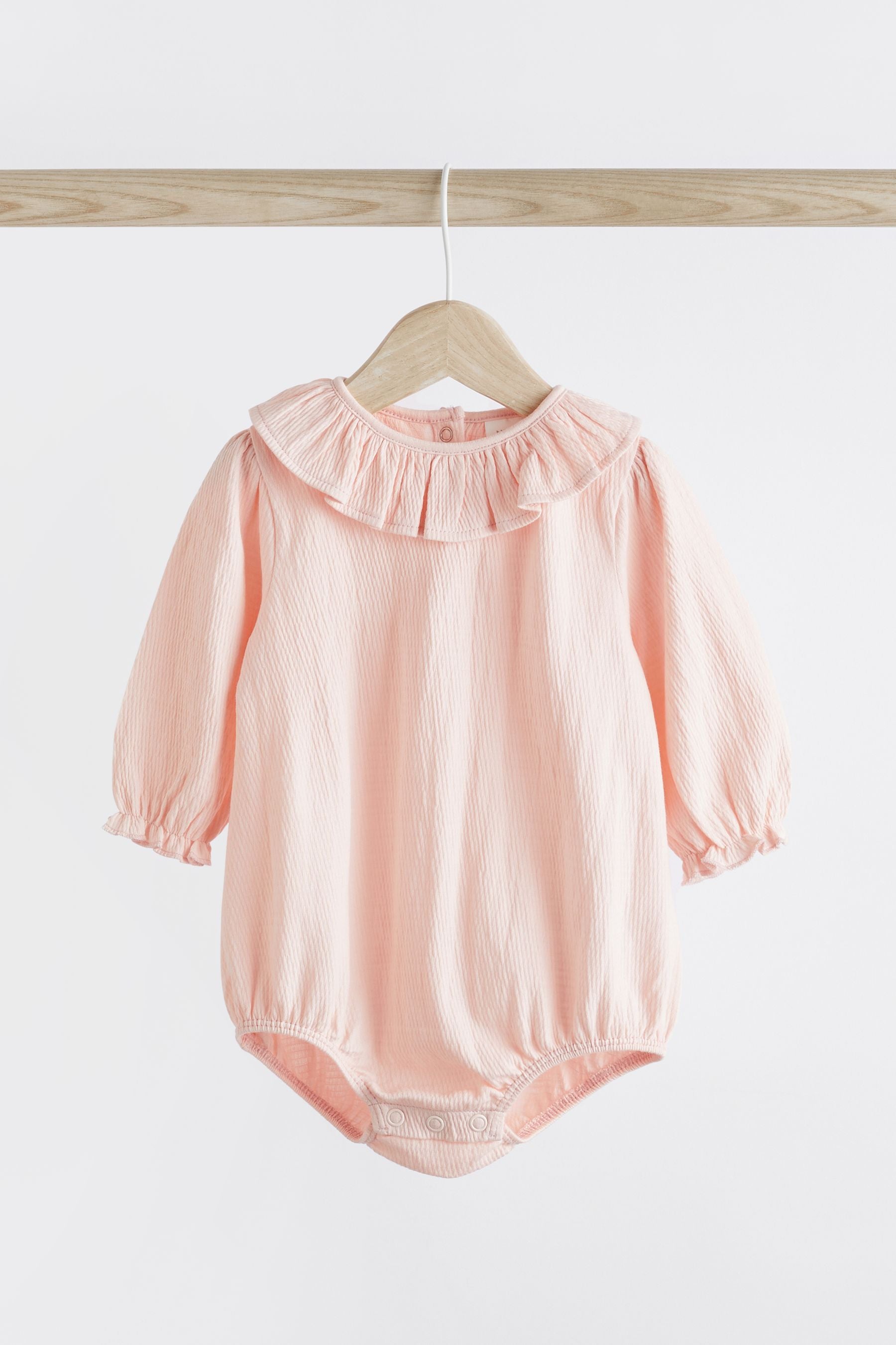 Pink and White Textured Baby Bodysuit 2 Pack