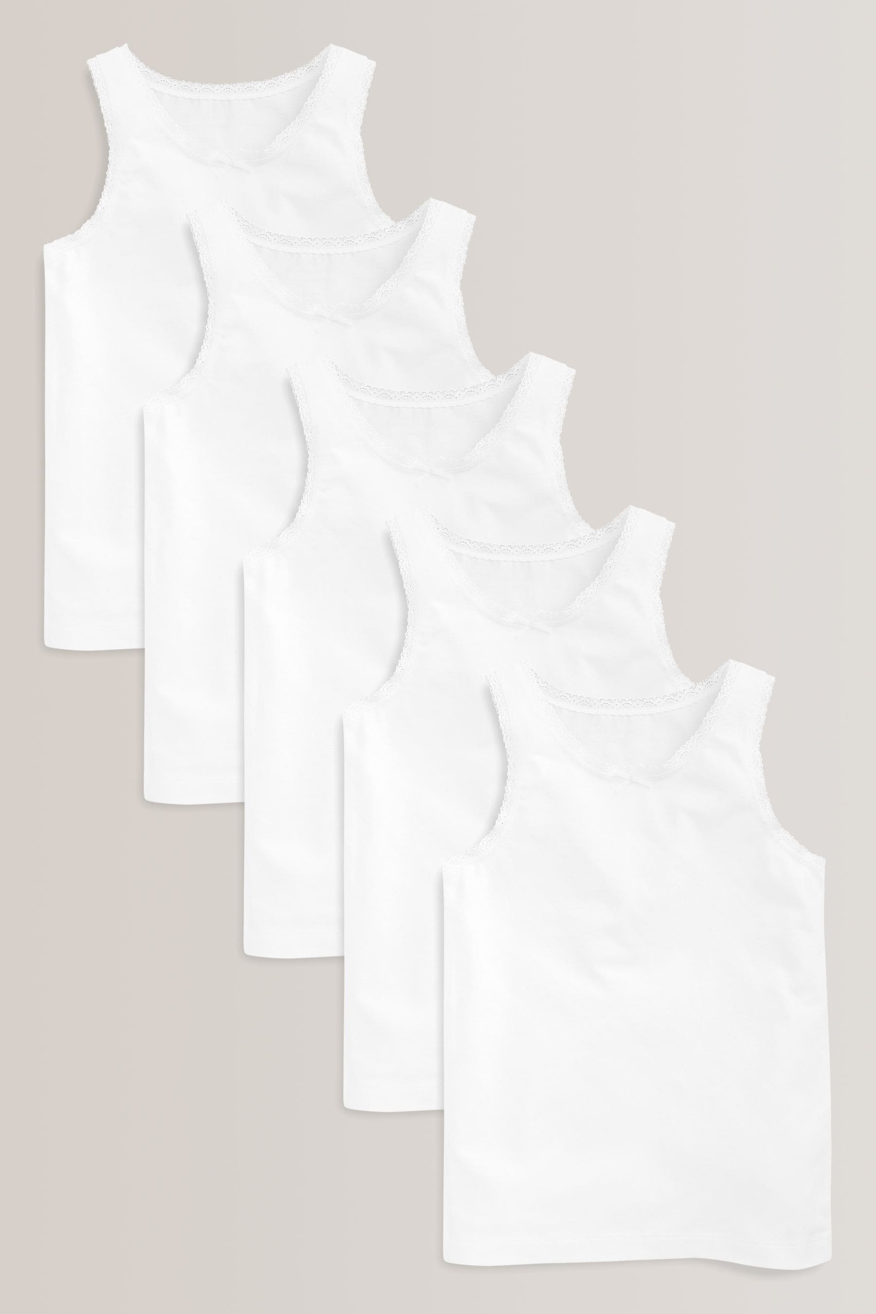 White 5 Pack Lace Vests (1.5-16yrs)