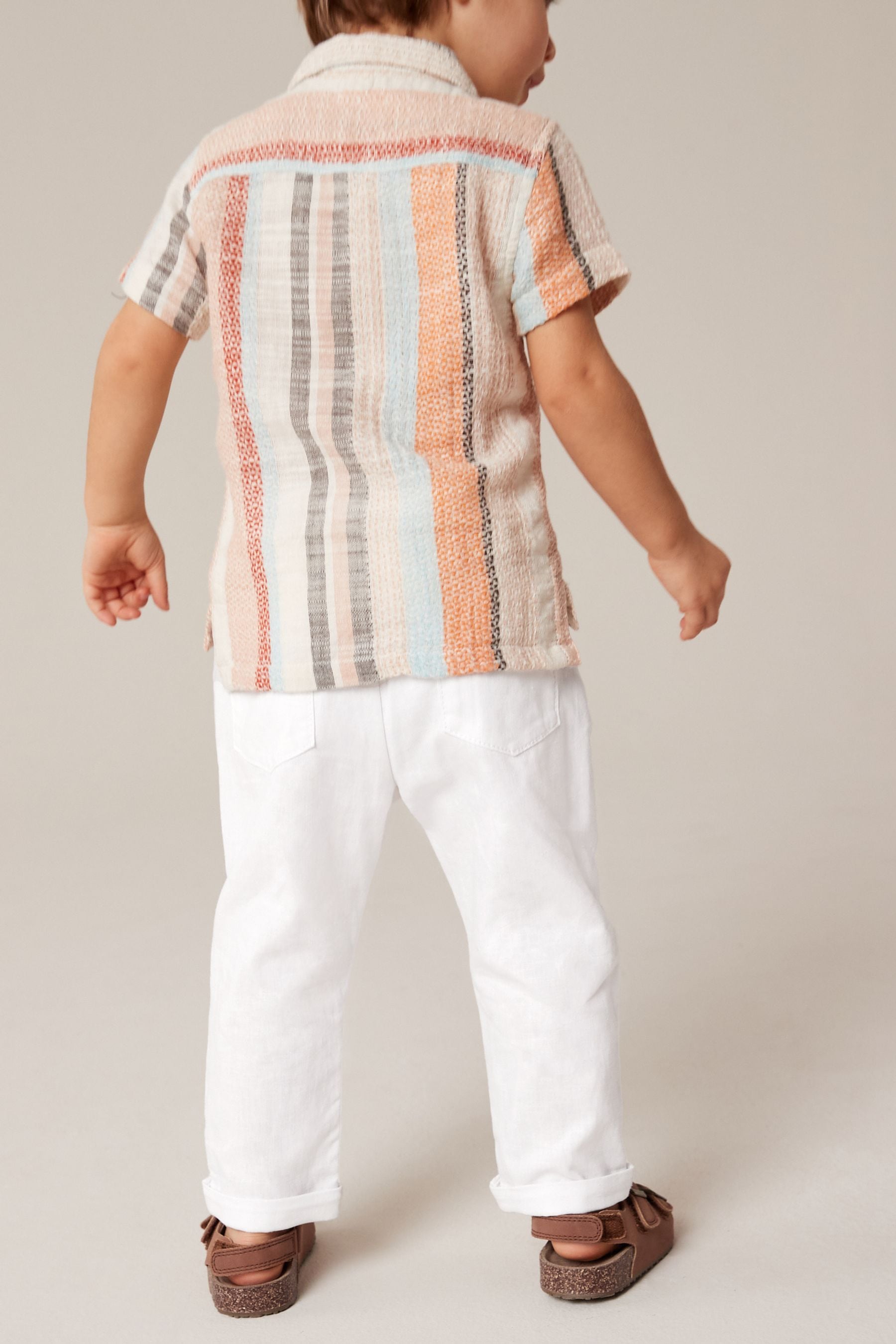 White Linen Blend Pull-On Trousers (3mths-7yrs)