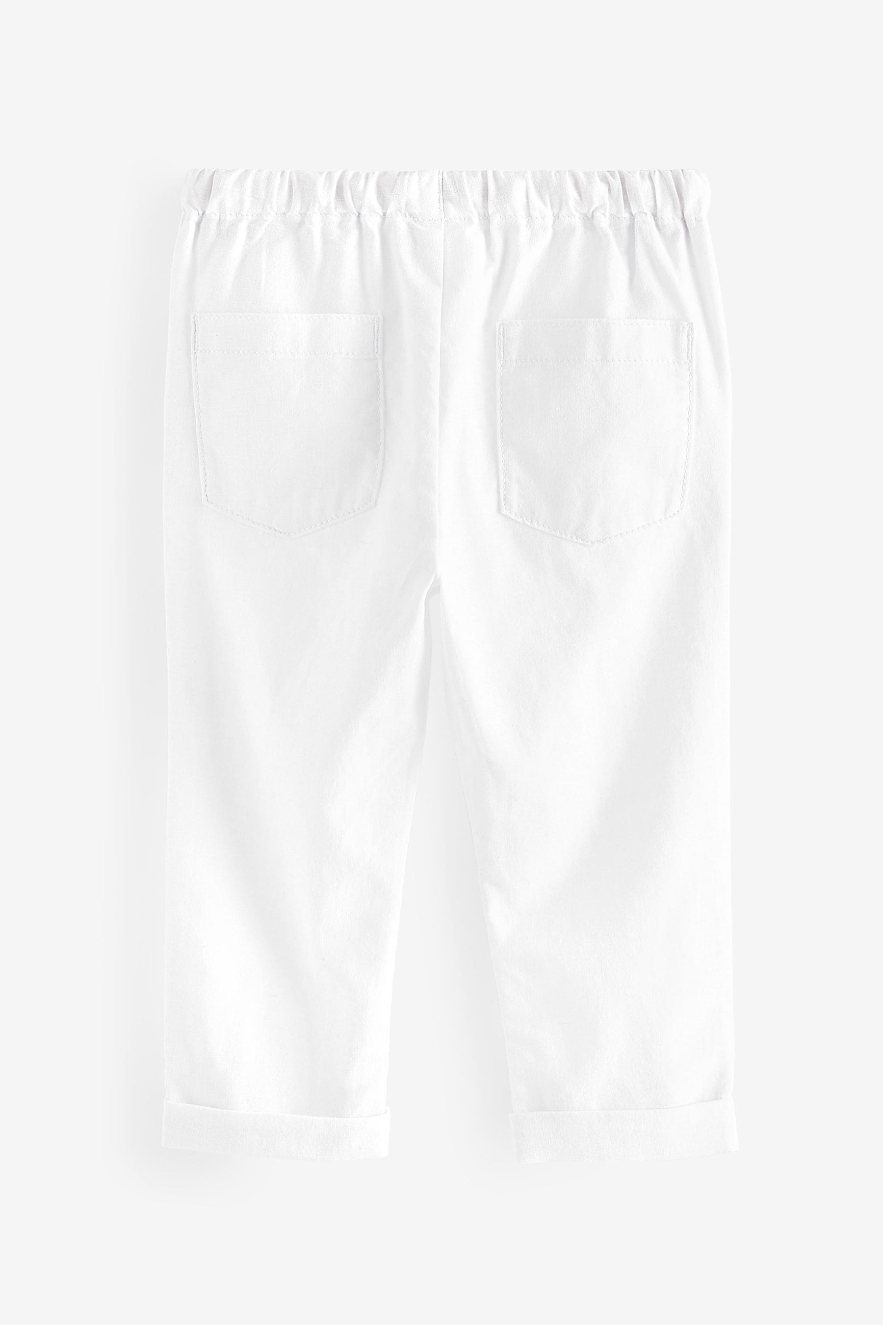 White Linen Blend Pull-On Trousers (3mths-7yrs)