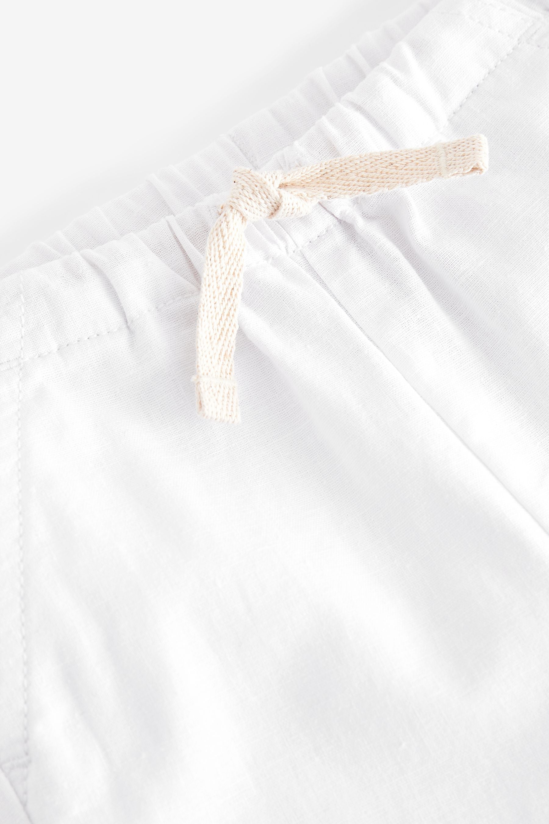 White Linen Blend Pull-On Trousers (3mths-7yrs)