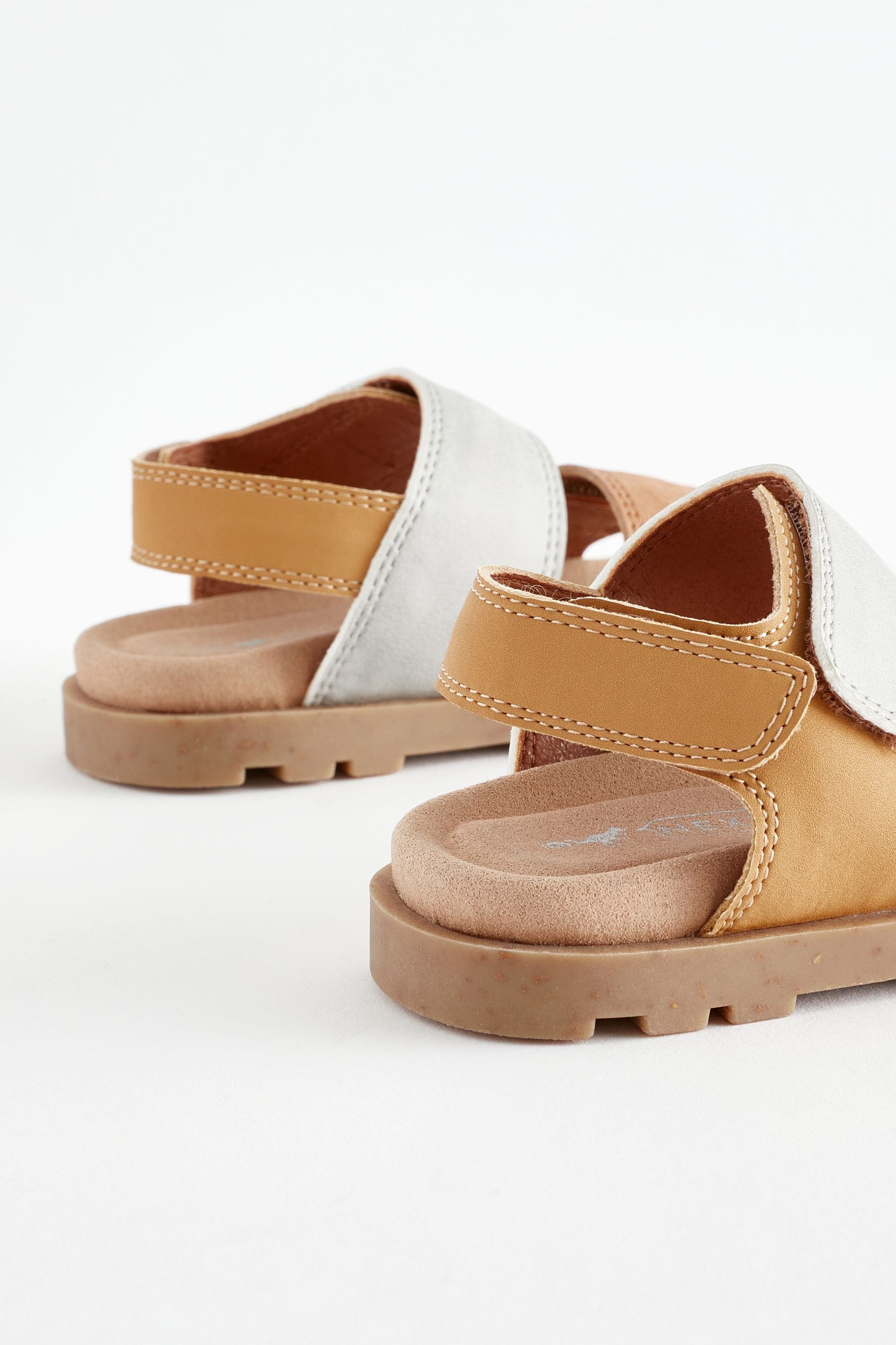 Tan Brown Double Touch Fastening Strap Corkbed Sandals