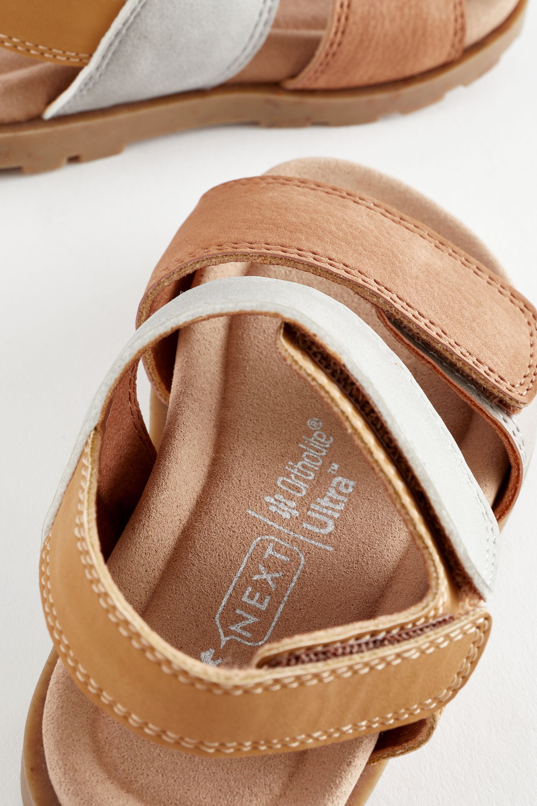 Tan Brown Double Touch Fastening Strap Corkbed Sandals