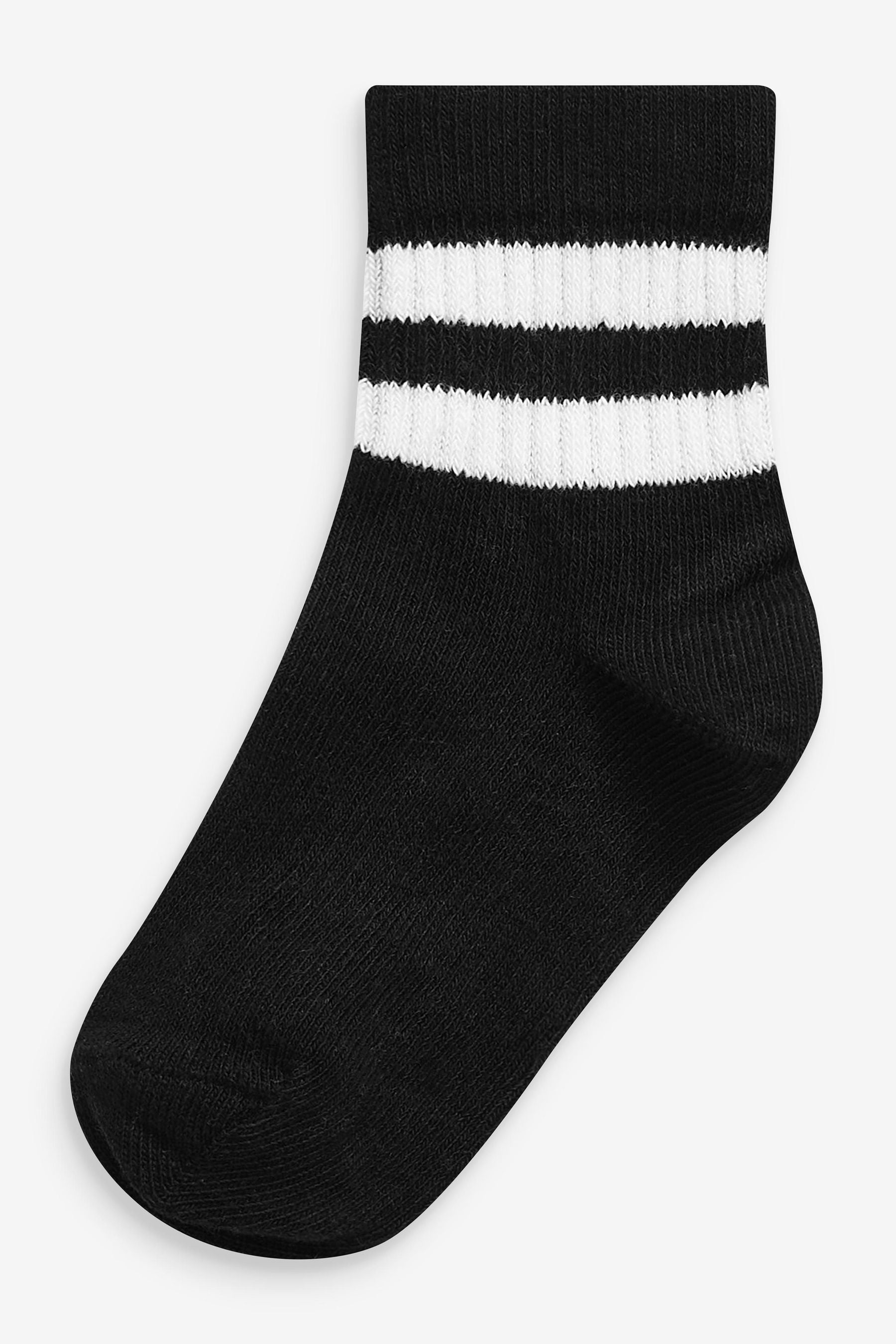 Monochrome Cushioned Footbed Cotton Rich Ribbed Socks 5 Pack