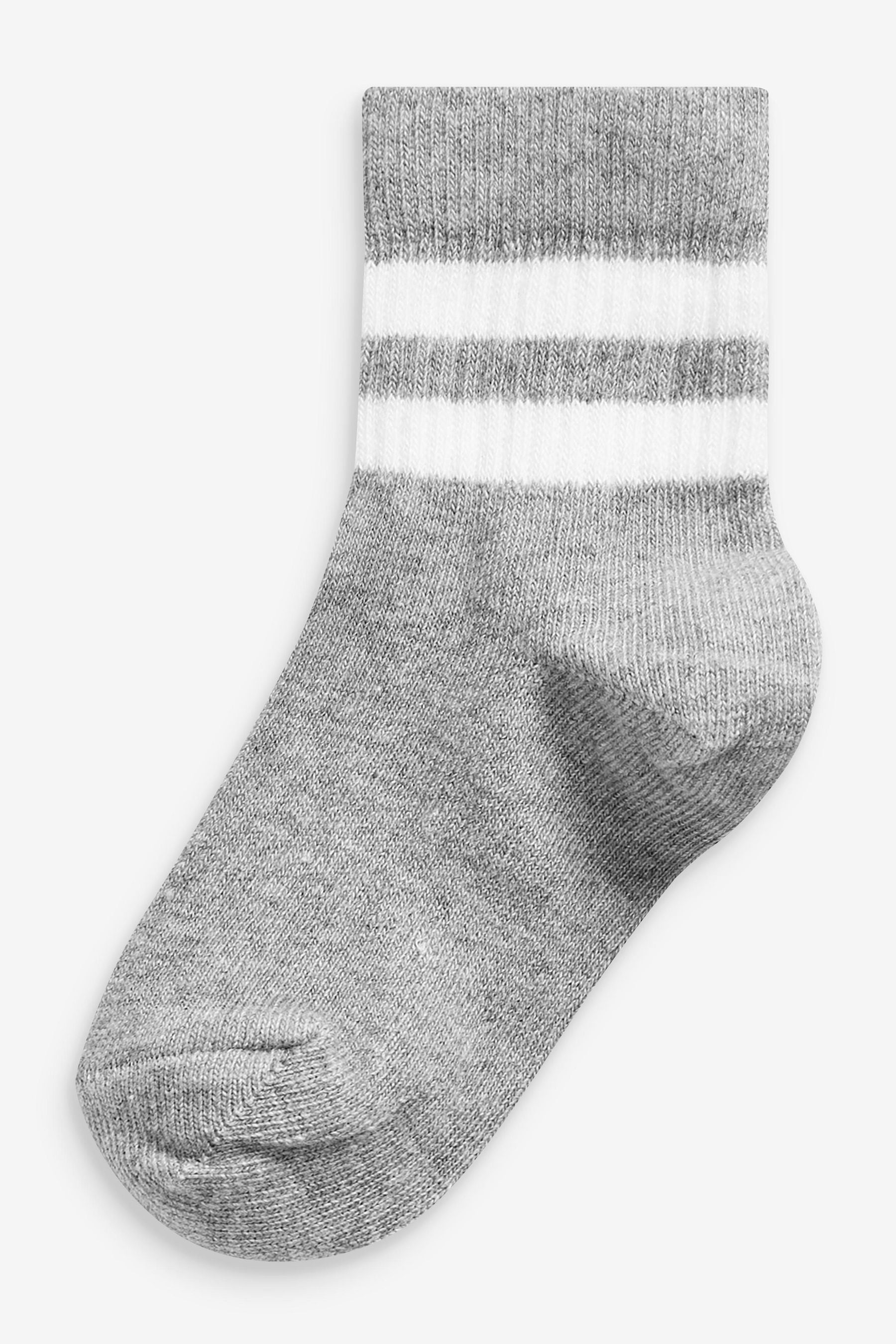 Monochrome Cushioned Footbed Cotton Rich Ribbed Socks 5 Pack