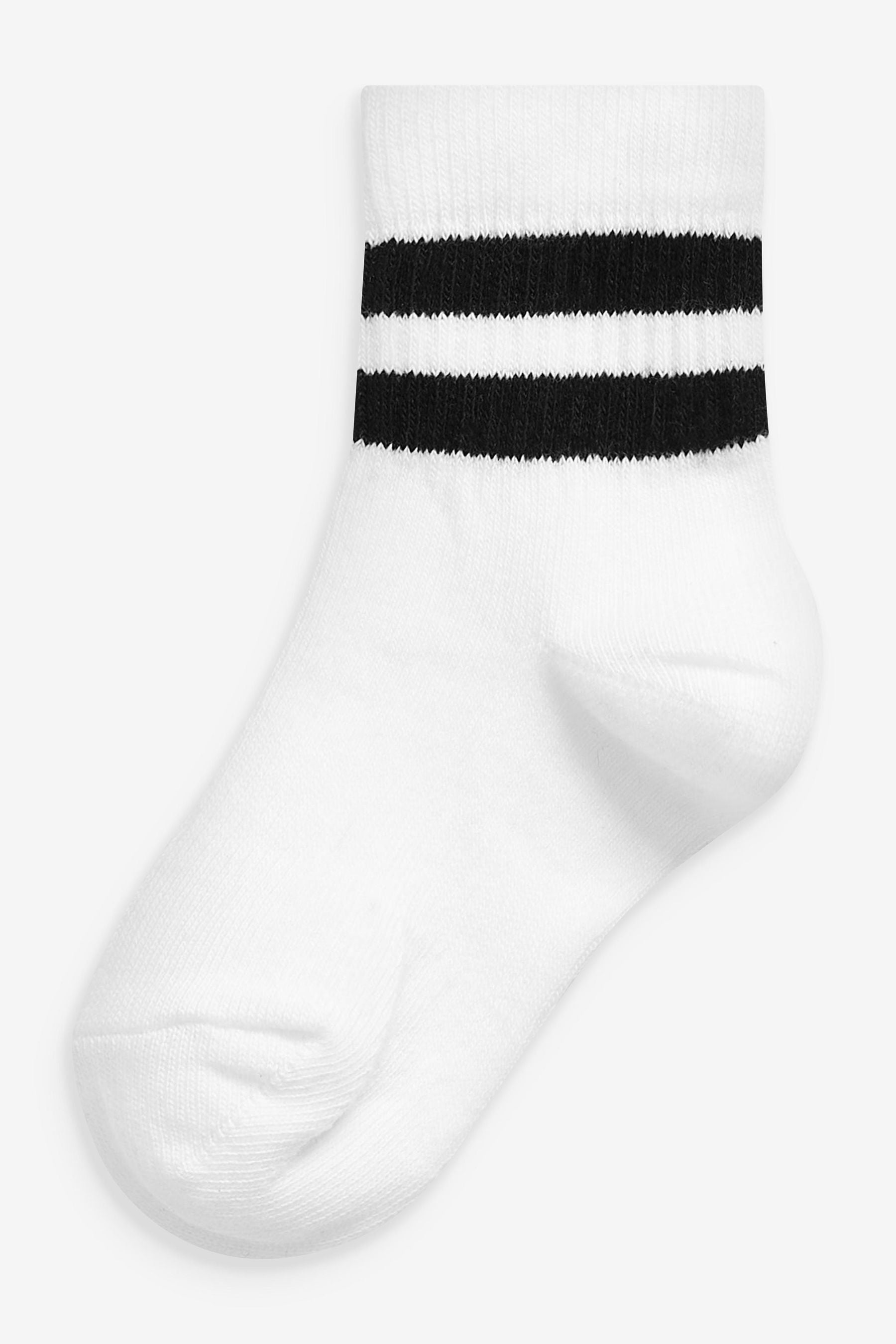 Monochrome Cushioned Footbed Cotton Rich Ribbed Socks 5 Pack