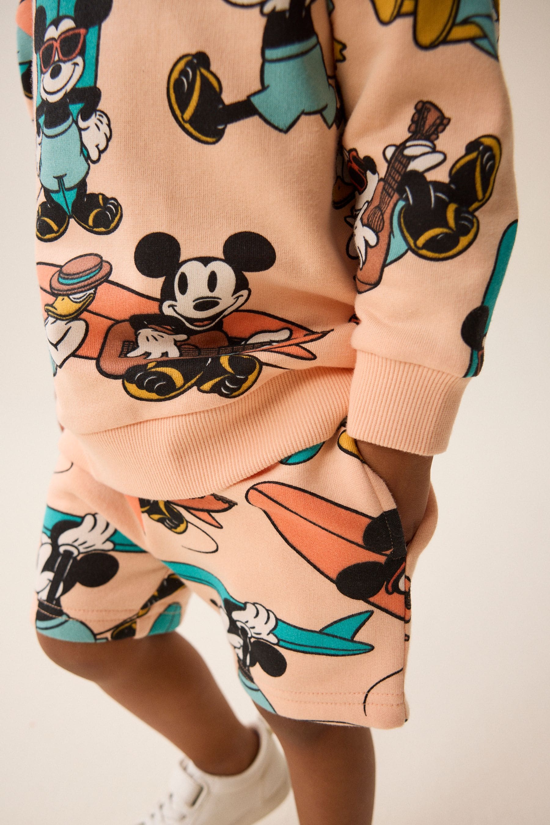 Orange/Peach Mickey Surfing Jersey Sweatshirt and Short Set (3mths-8yrs)