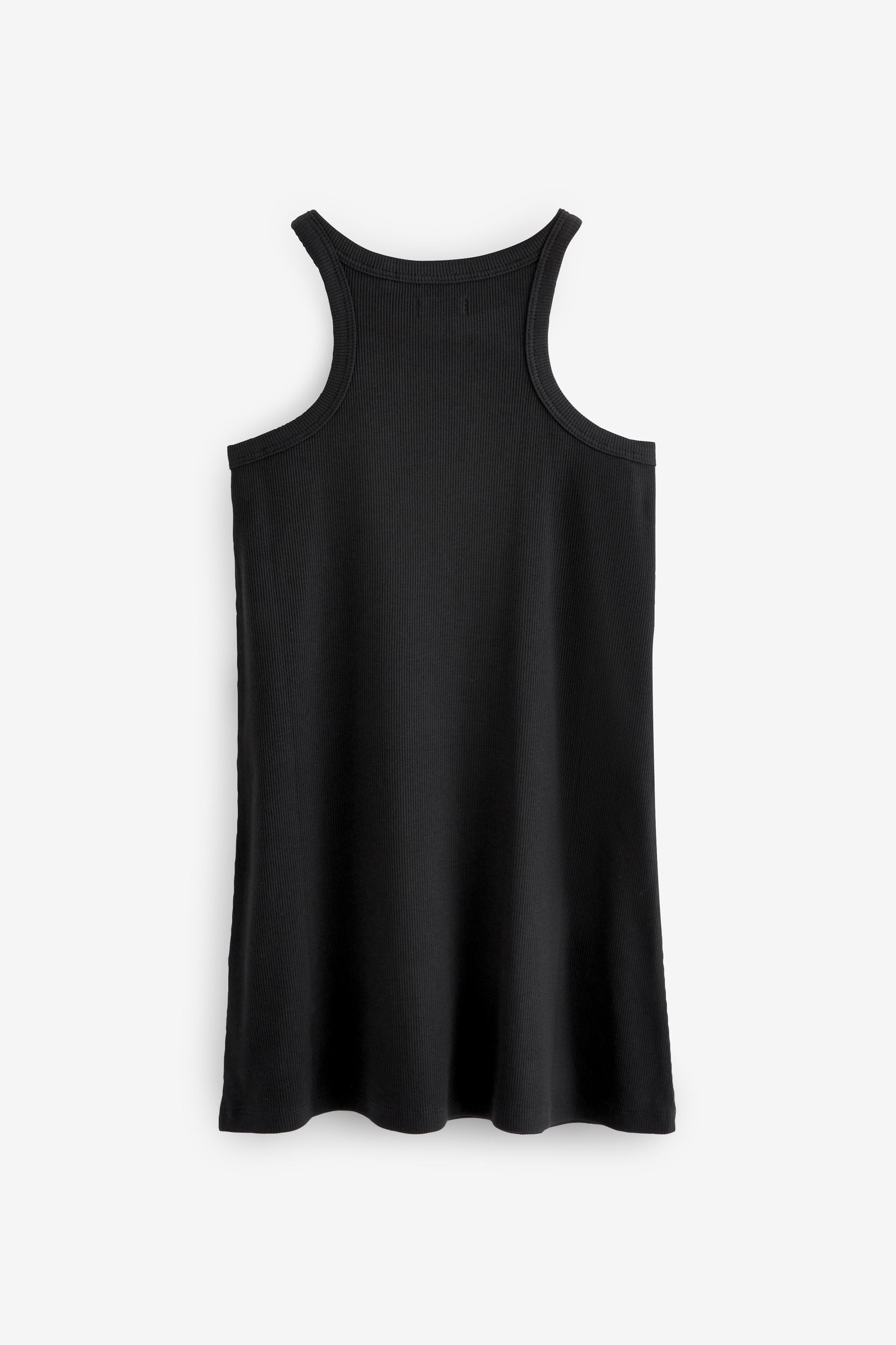 Black Ribbed Racer Jersey Dress (3-16yrs)