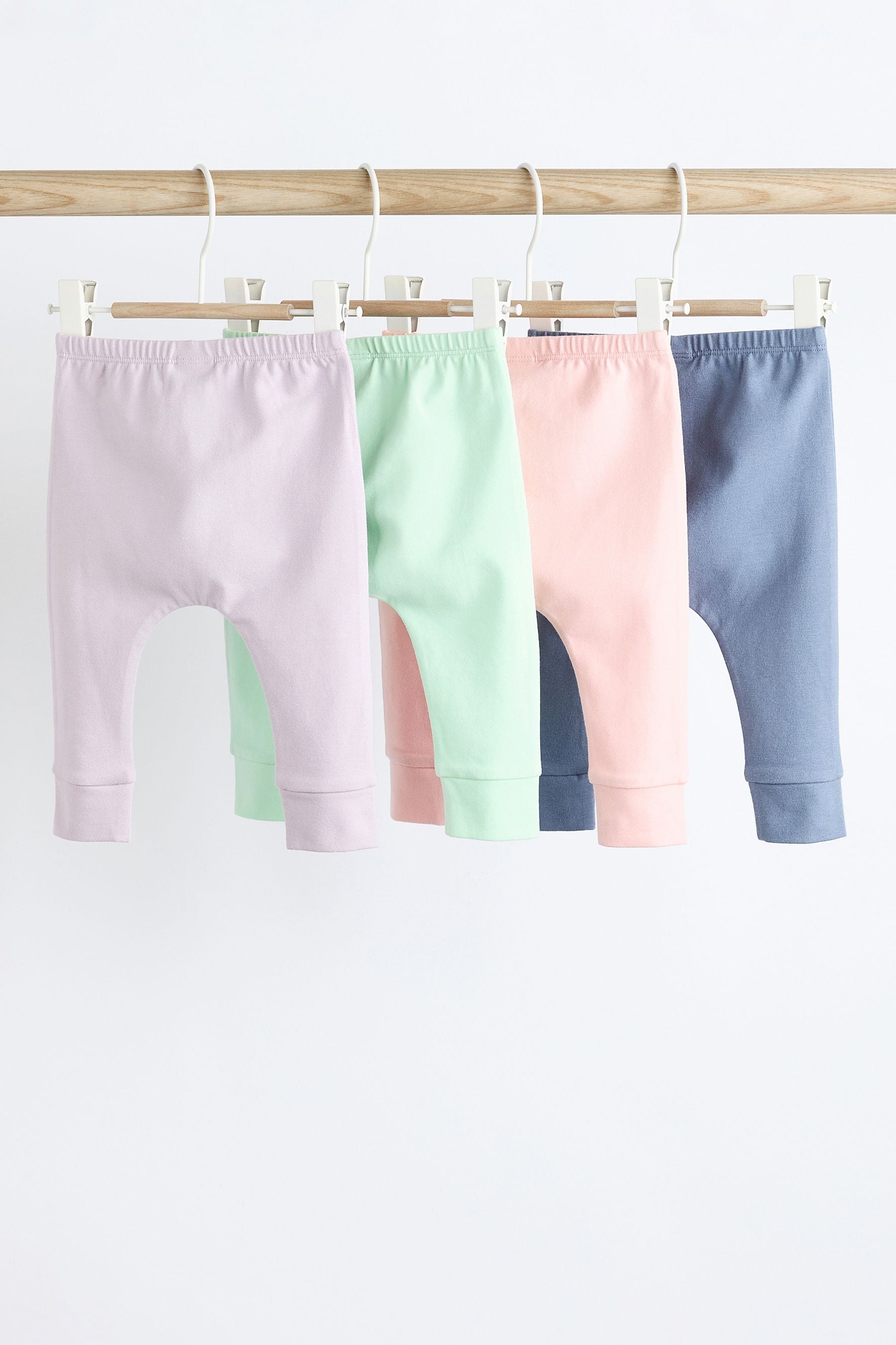 Multi Pastel Plain Baby Leggings 4 Pack