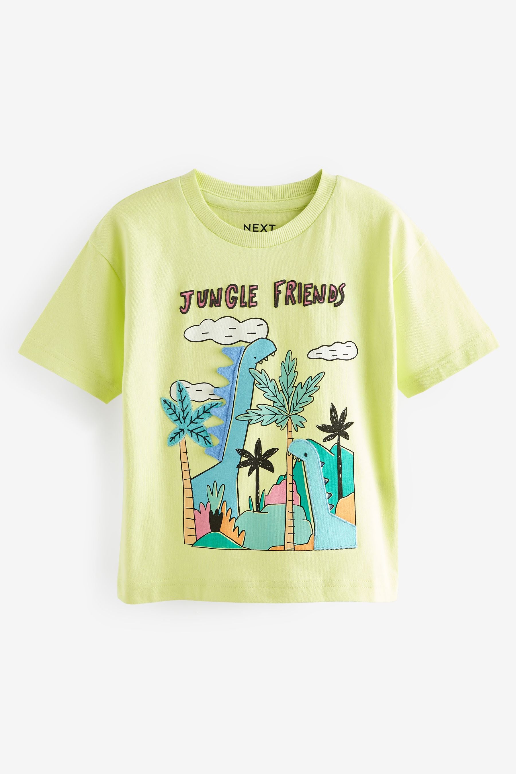 Yellow Dinosaur Appliqu?© Character 100% Cotton Short Sleeve T-Shirt (6mths-7yrs)