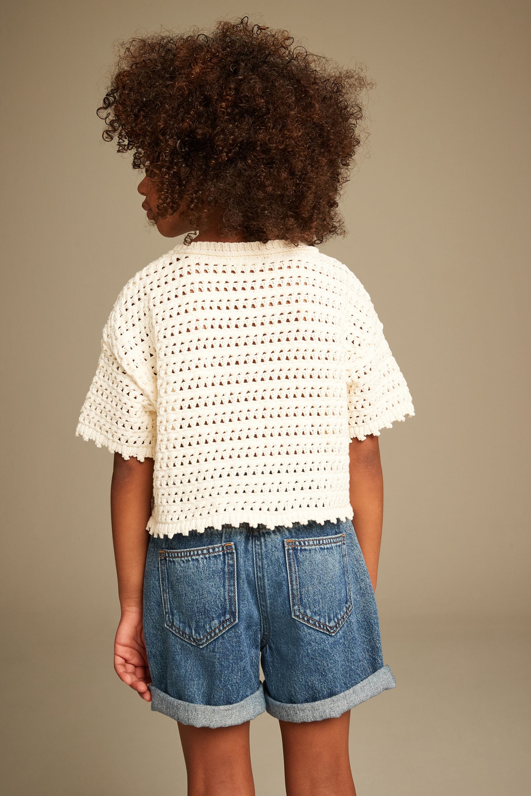 Ecru Crochet Knit Top (3-16yrs)