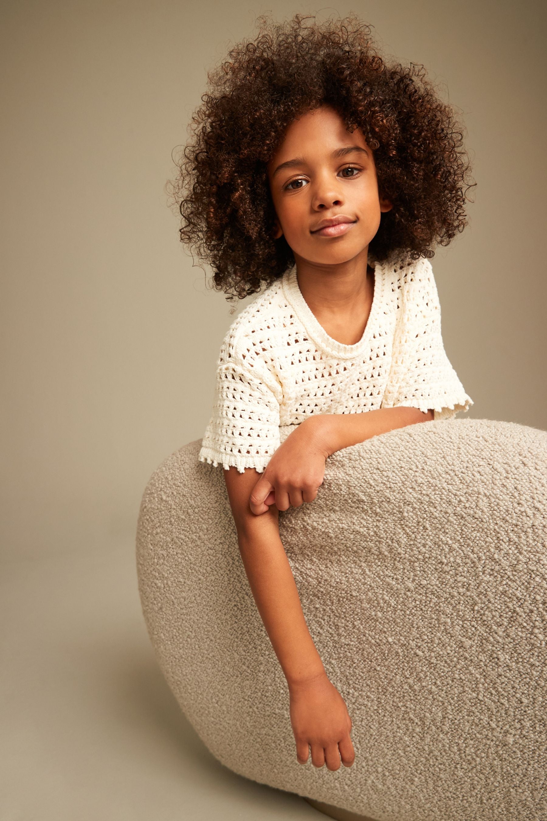 Ecru Crochet Knit Top (3-16yrs)