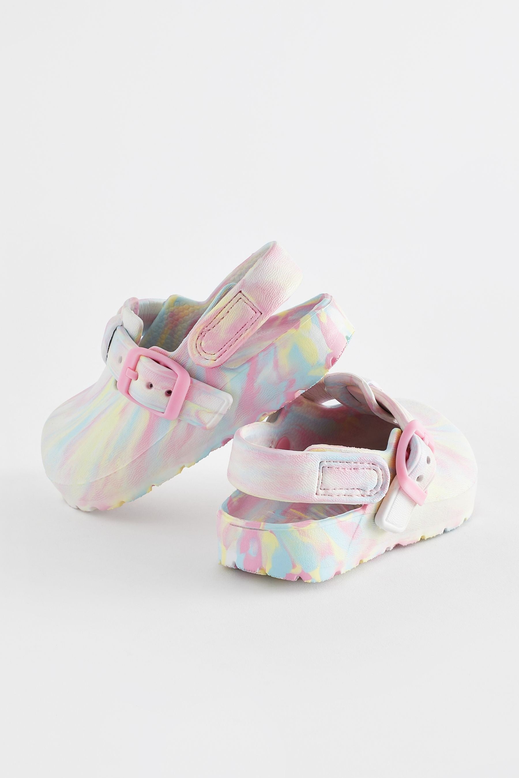 Pink Marble Buckle Clogs