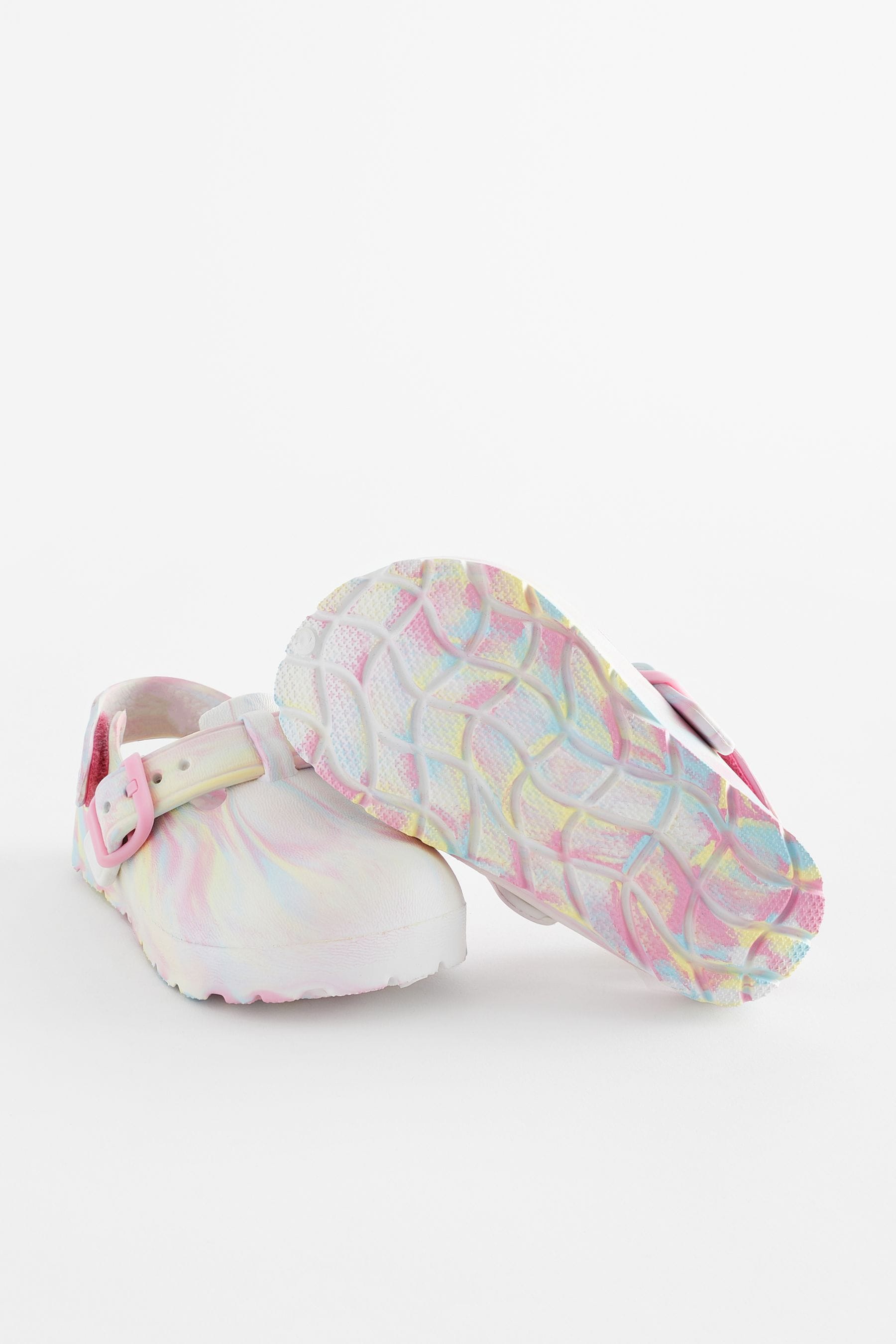 Pink Marble Buckle Clogs