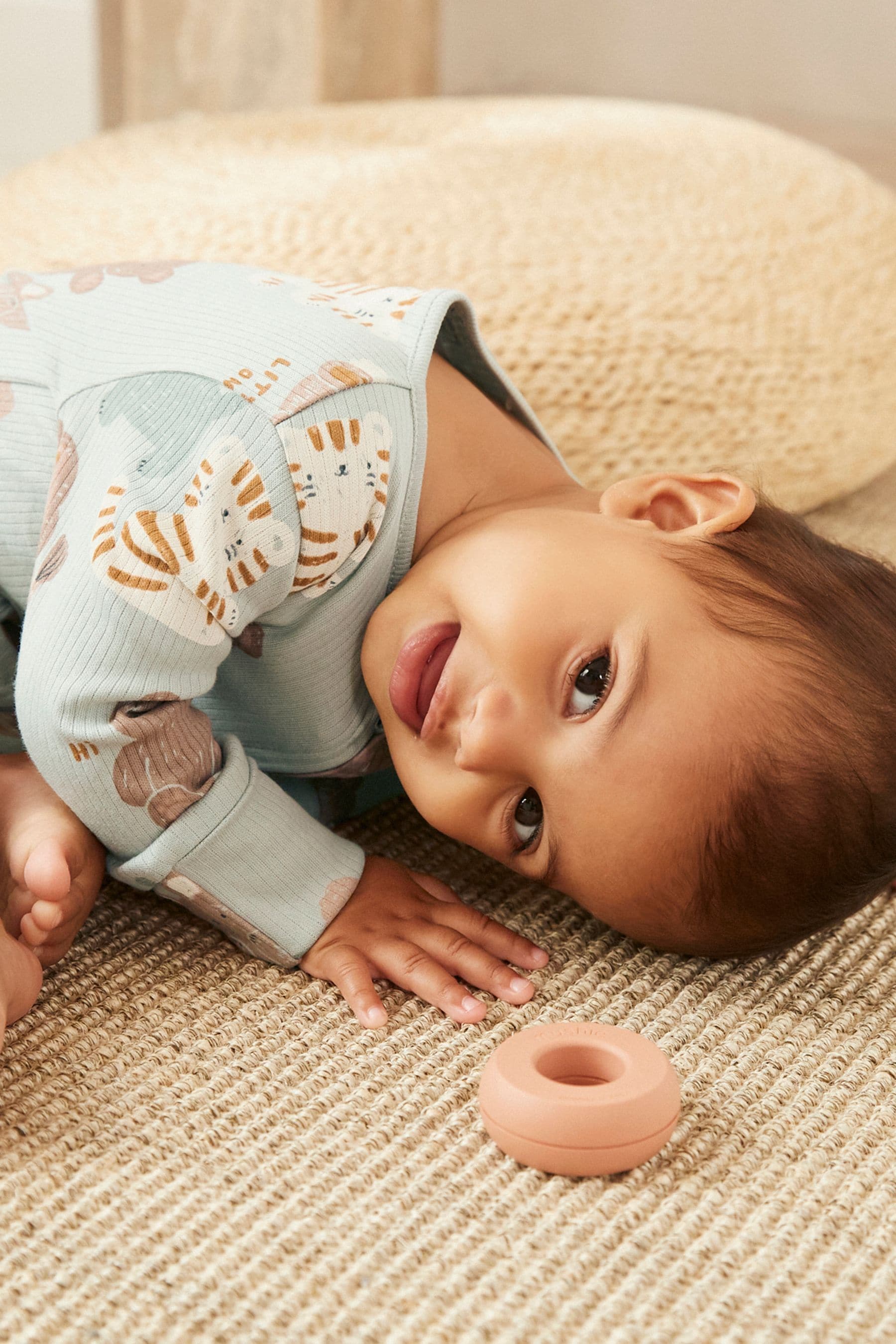 Green/Neutral Baby Cotton Sleepsuits 3 Pack (0mths-3yrs)