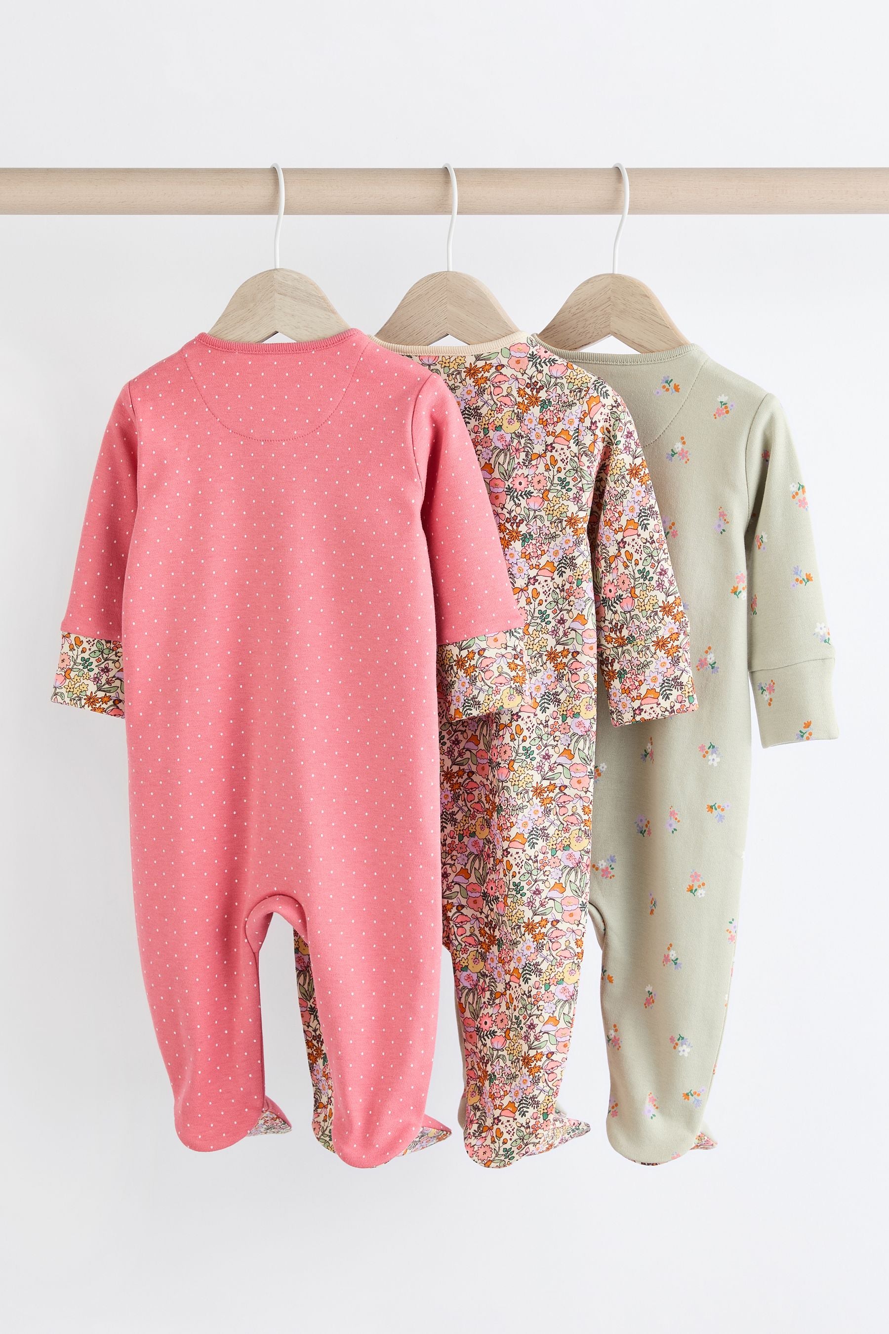 Multi Ladybird Baby Character Zip Sleepsuits 3 Pack (0mths-2yrs)