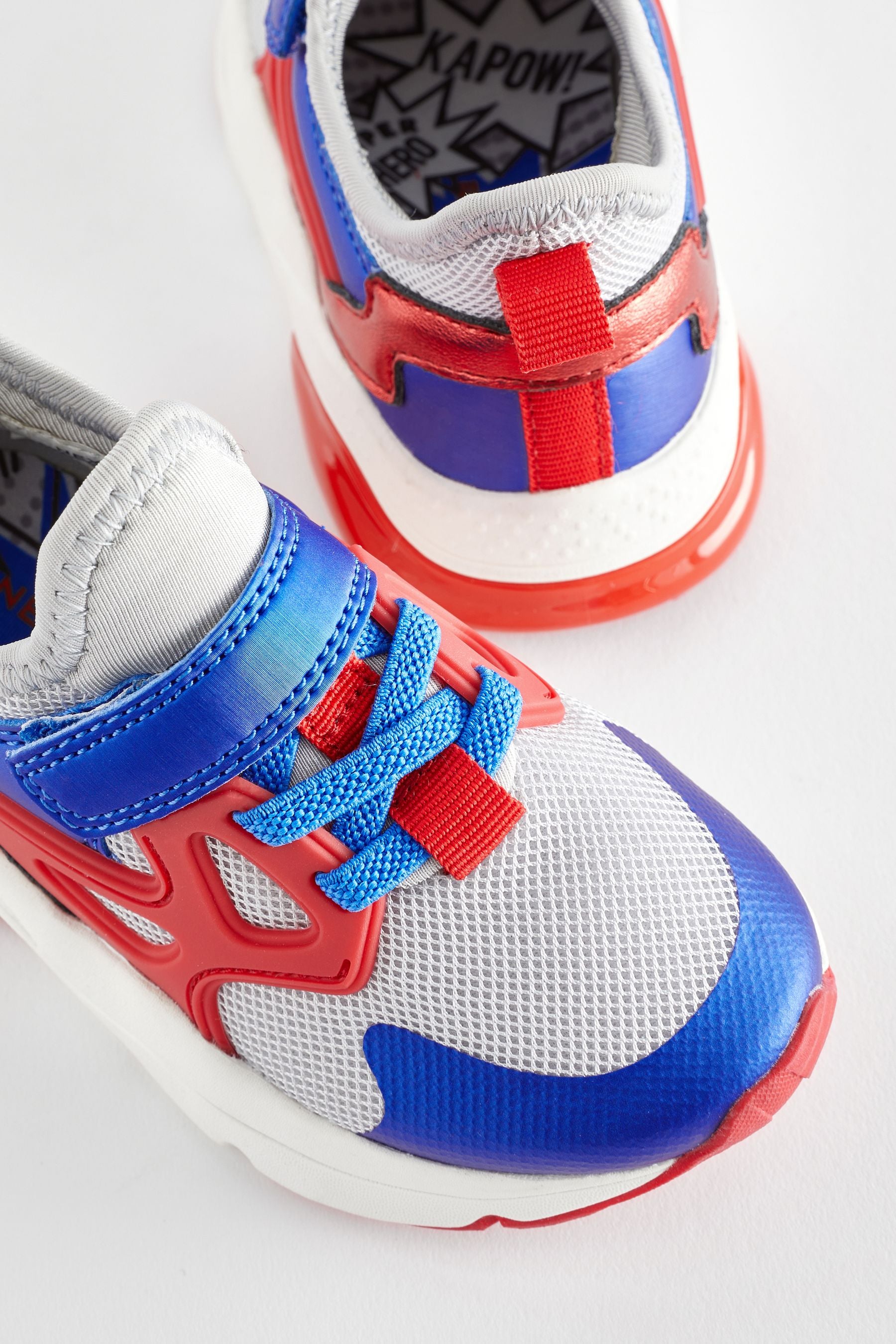 Red/Blue Elastic One Strap Lace Trainers