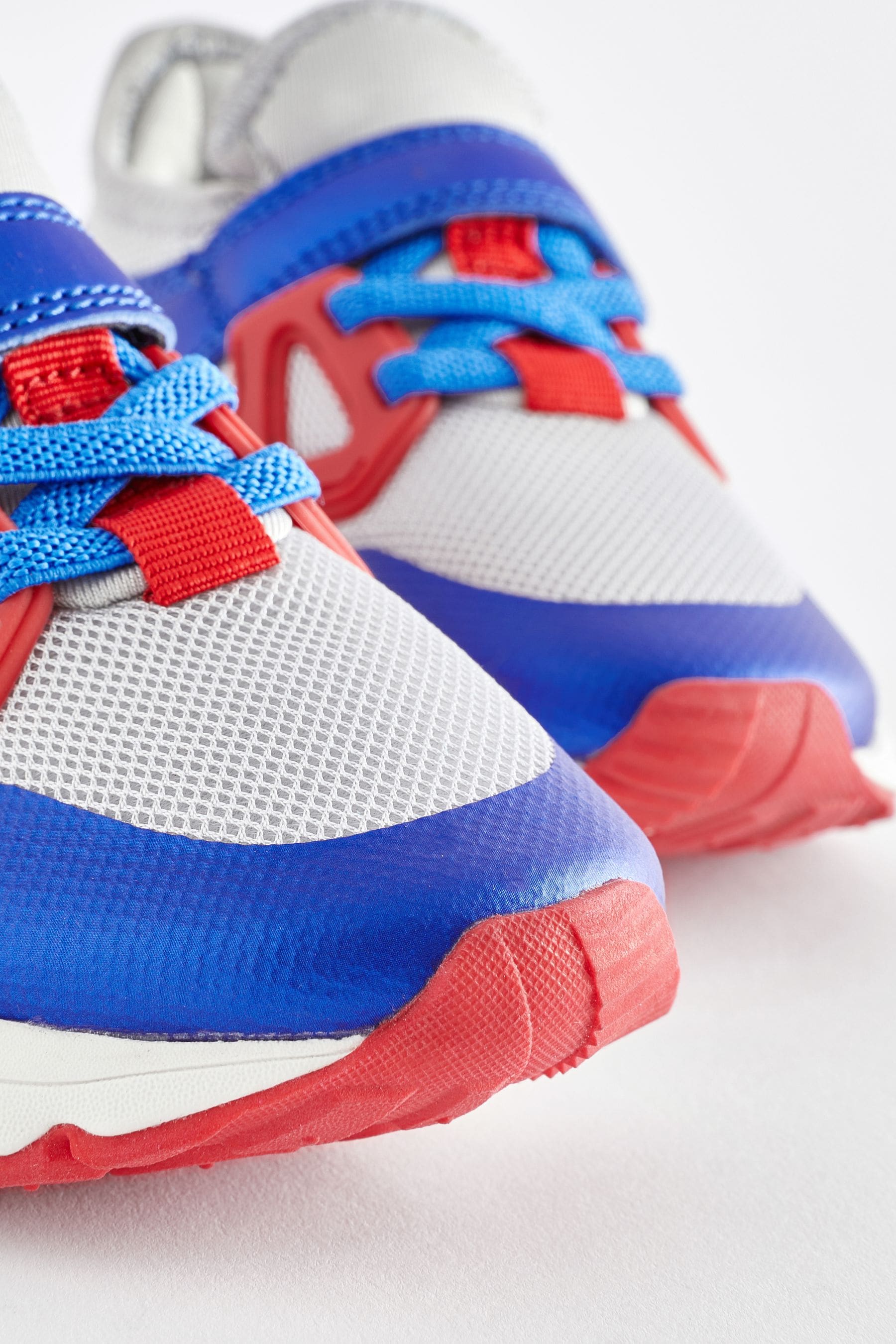 Red/Blue Elastic One Strap Lace Trainers