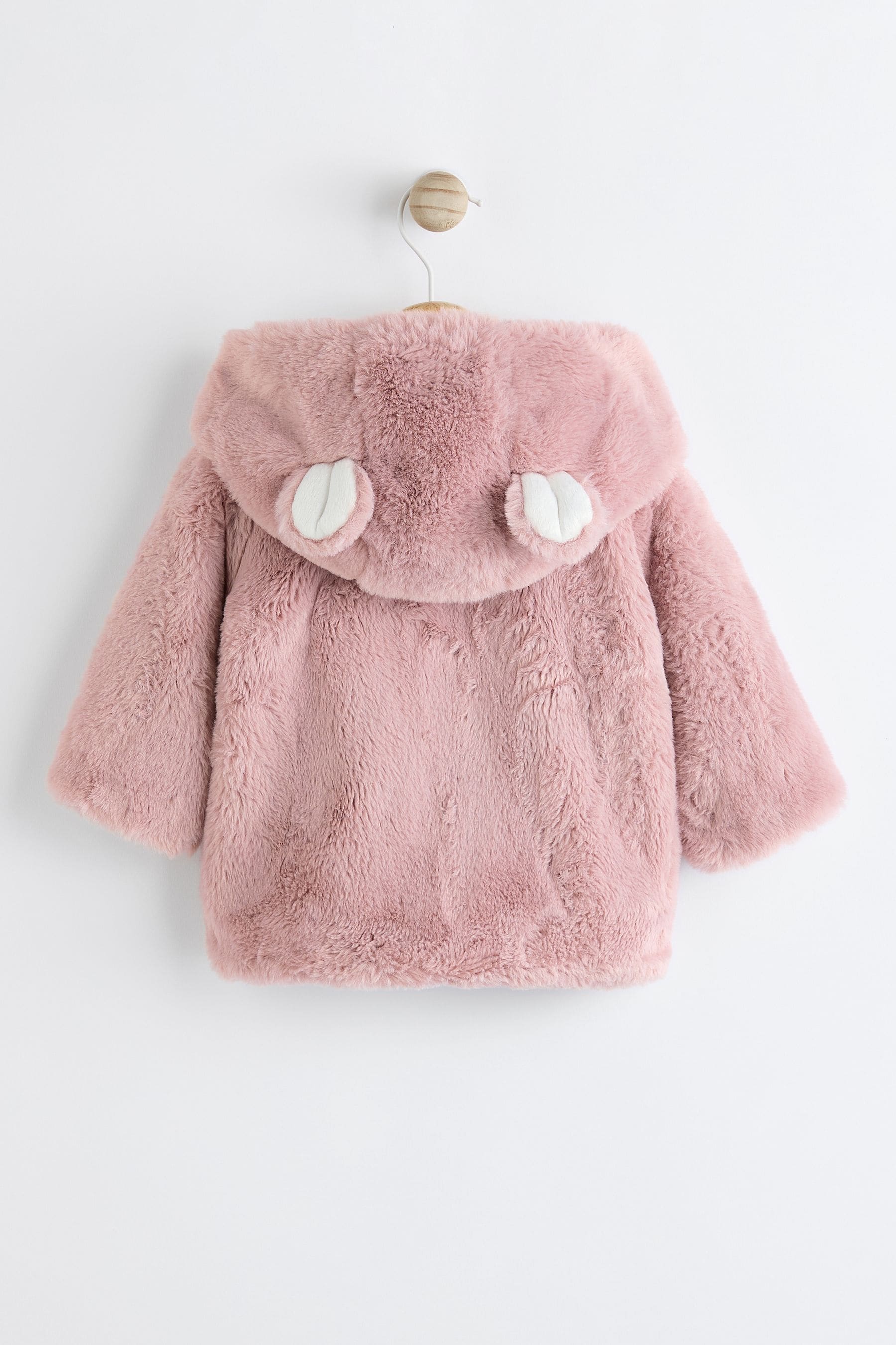 Pink Baby Cosy Hooded Faux Fur Jacket (0mths-2yrs)