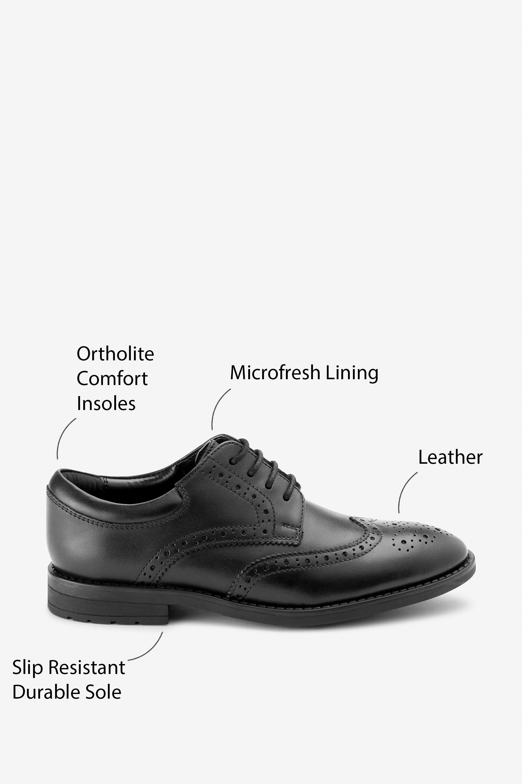 Black School Leather Brogues