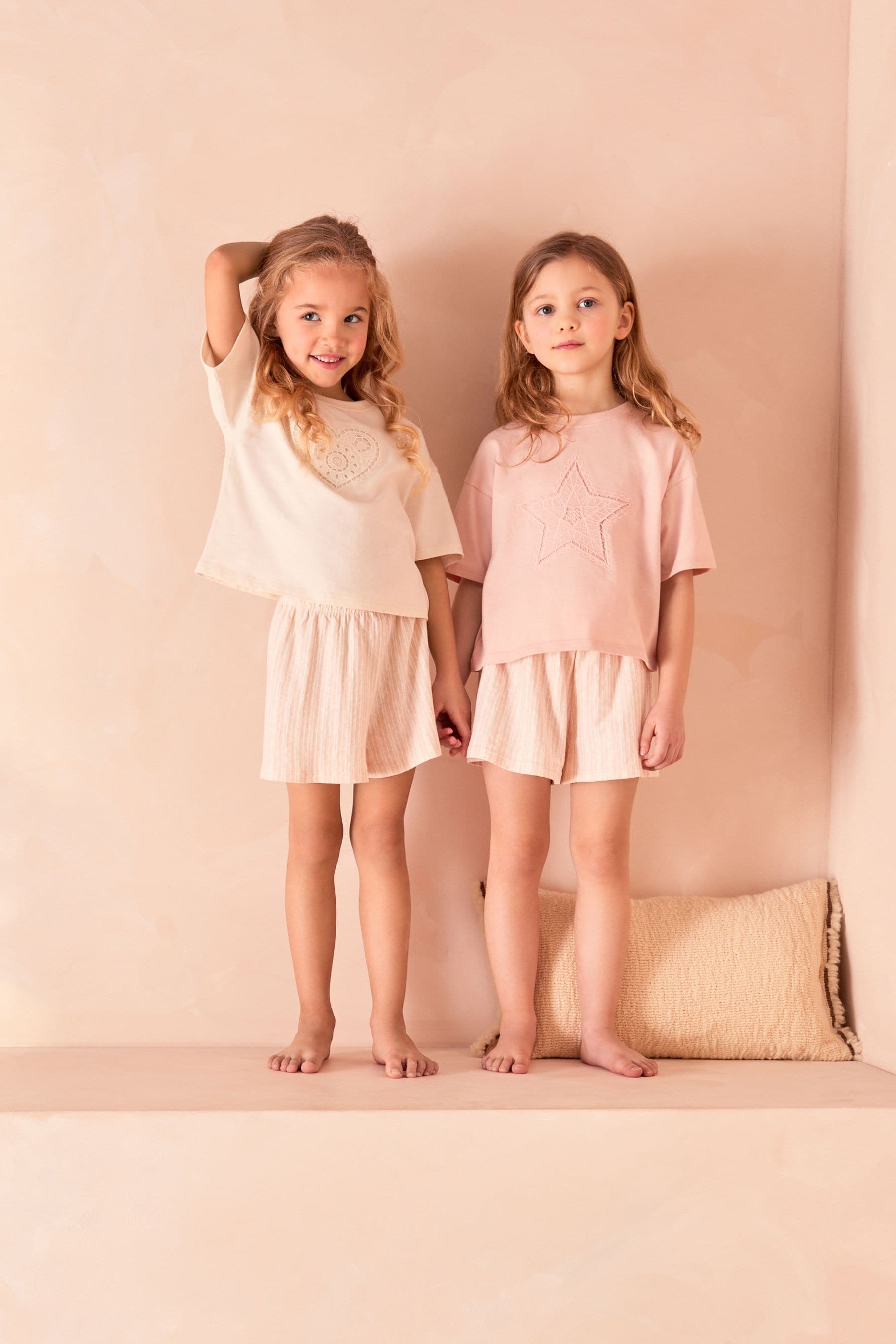 Pink/Cream Short Pyjamas 2 Pack (9mths-16yrs)