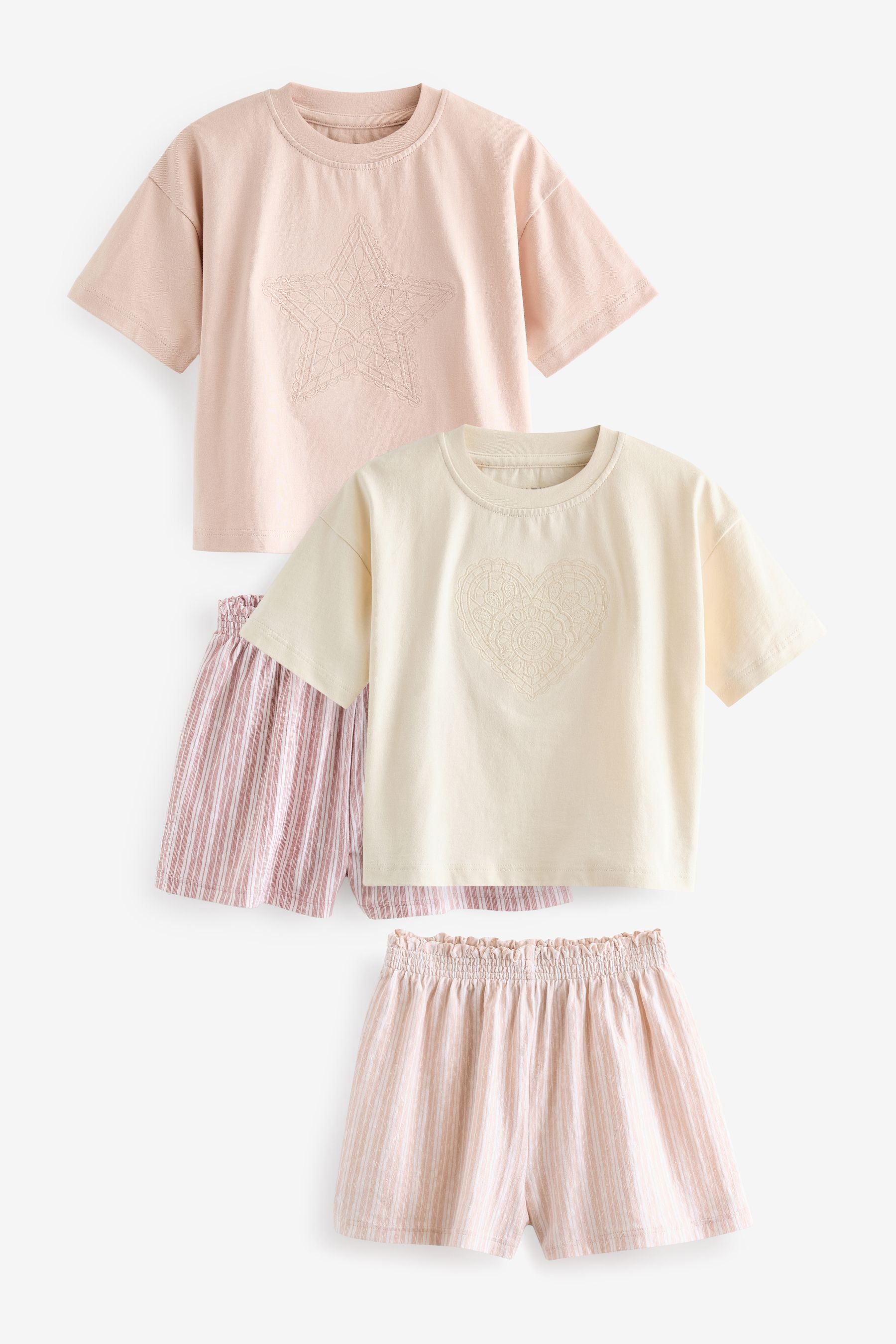 Pink/Cream Short Pyjamas 2 Pack (9mths-16yrs)