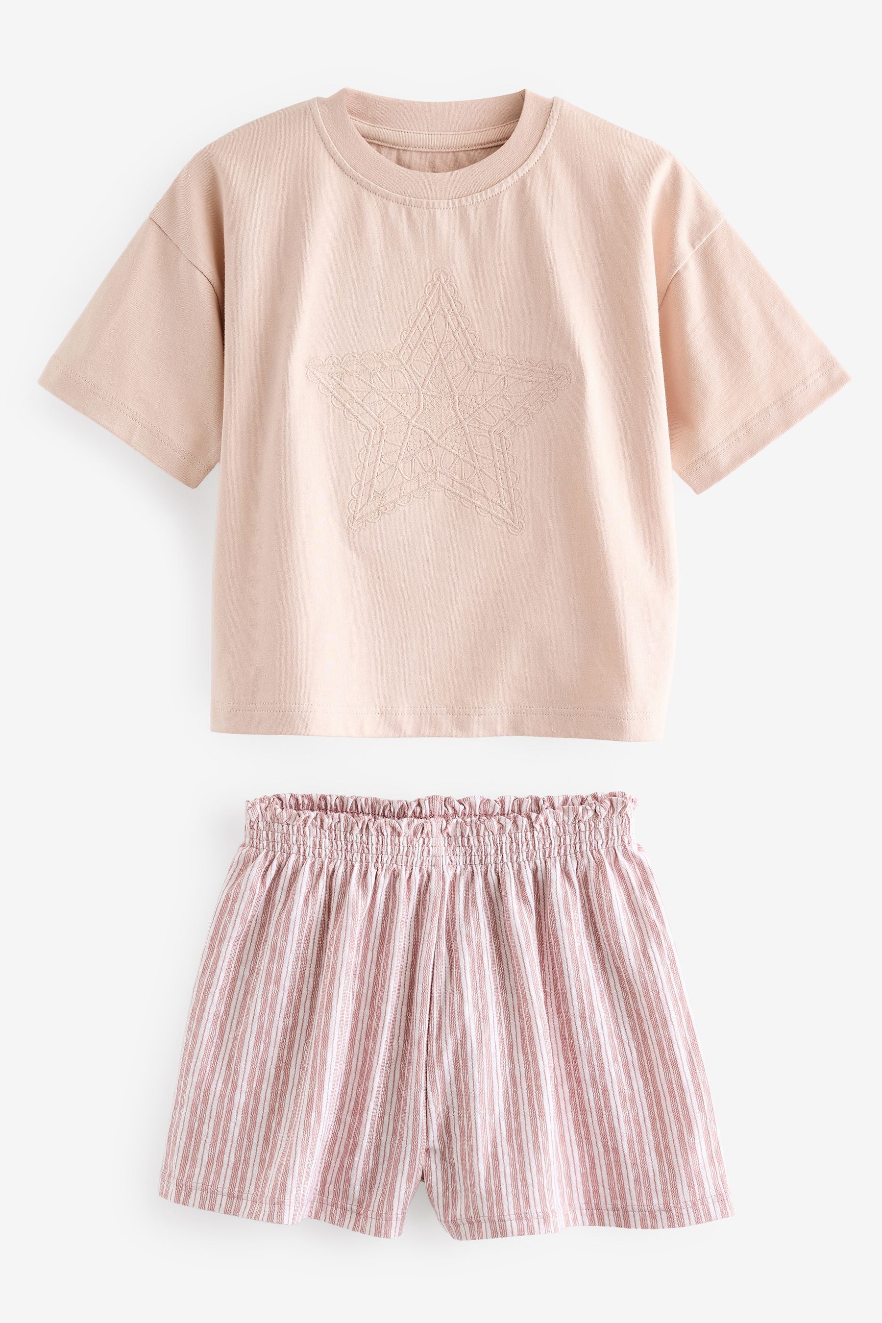 Pink/Cream Short Pyjamas 2 Pack (9mths-16yrs)