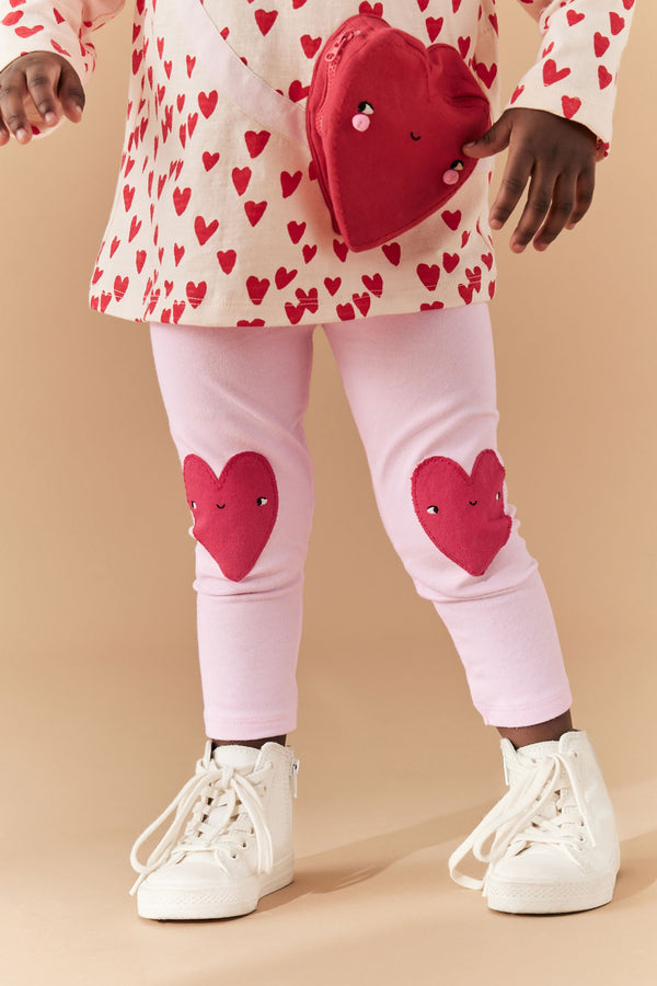 Pink Heart Embroidered Leggings (3mths-7yrs)