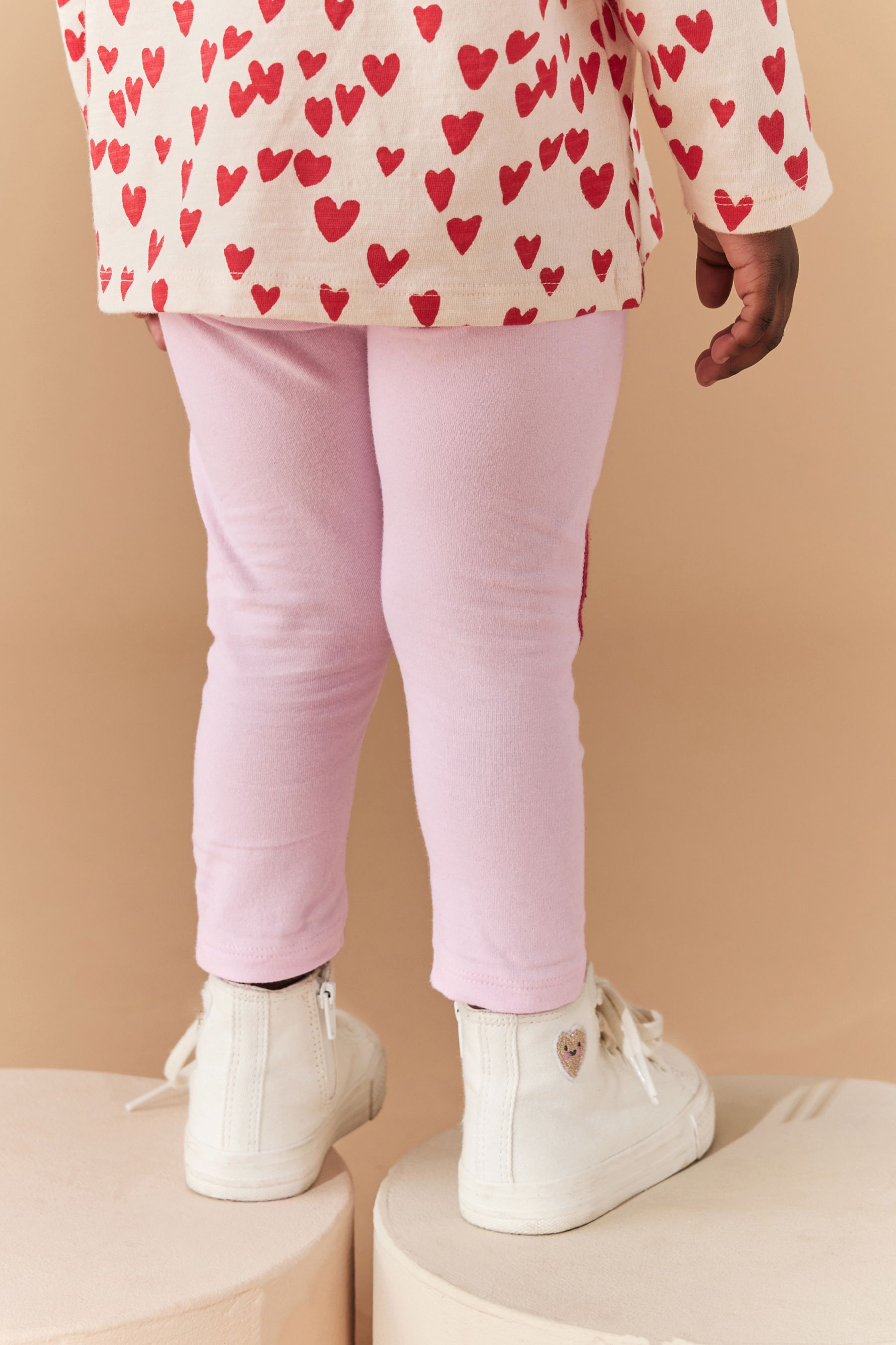 Pink Heart Embroidered Leggings (3mths-7yrs)