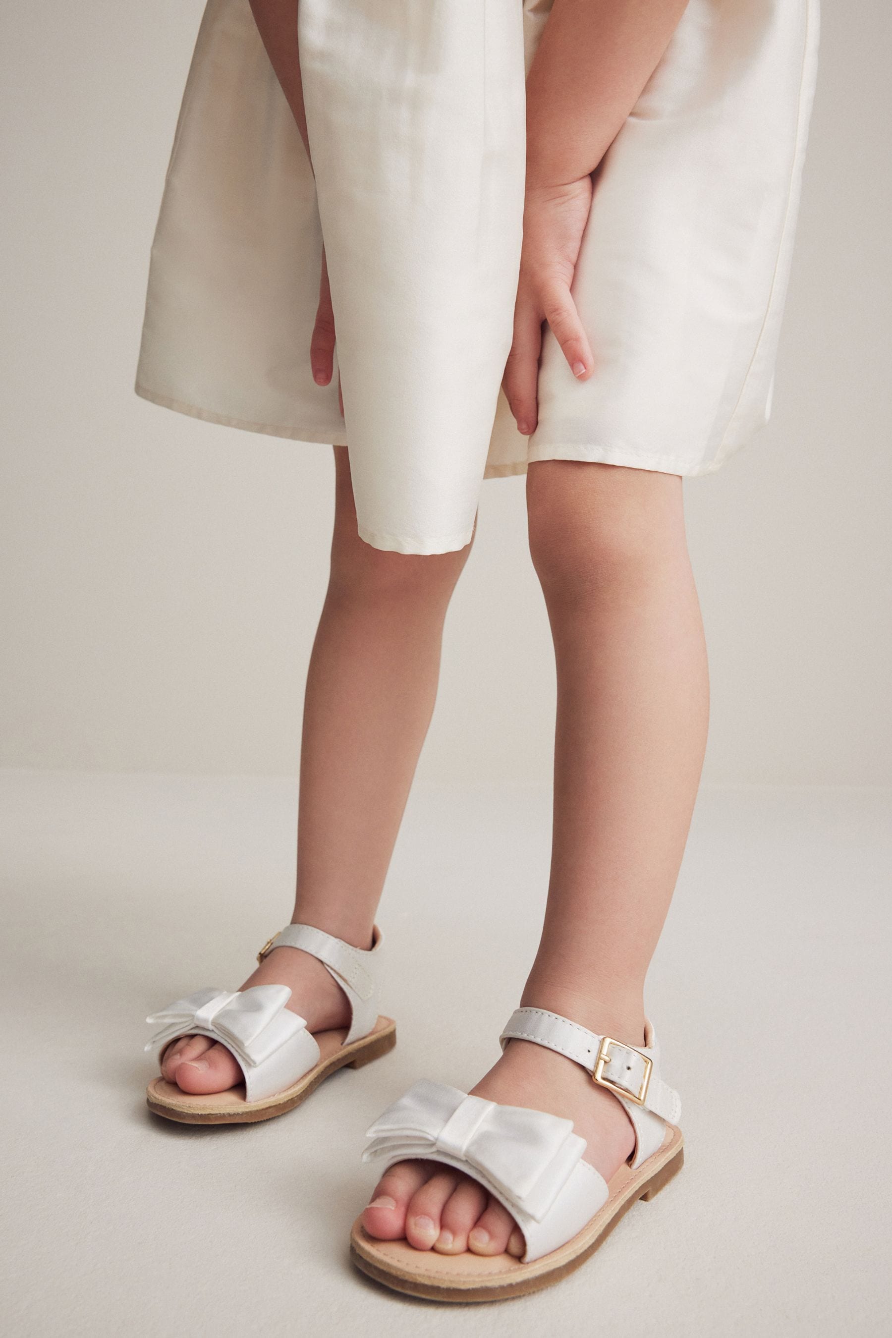 White Wide Fit (G) Bow Occasion Sandals