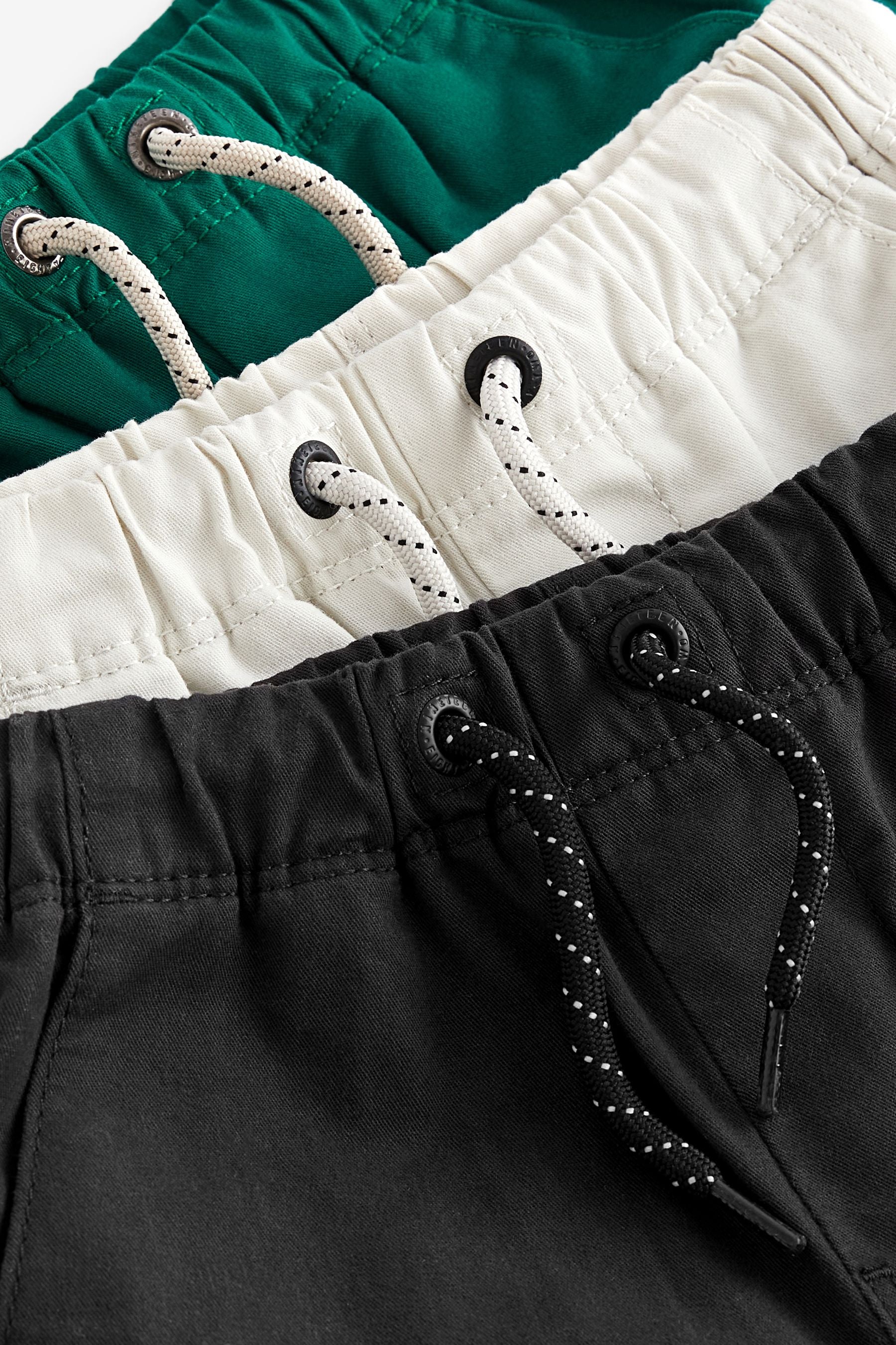 Black/Putty/Green Pull On Shorts 3 Pack (3mths-7yrs)