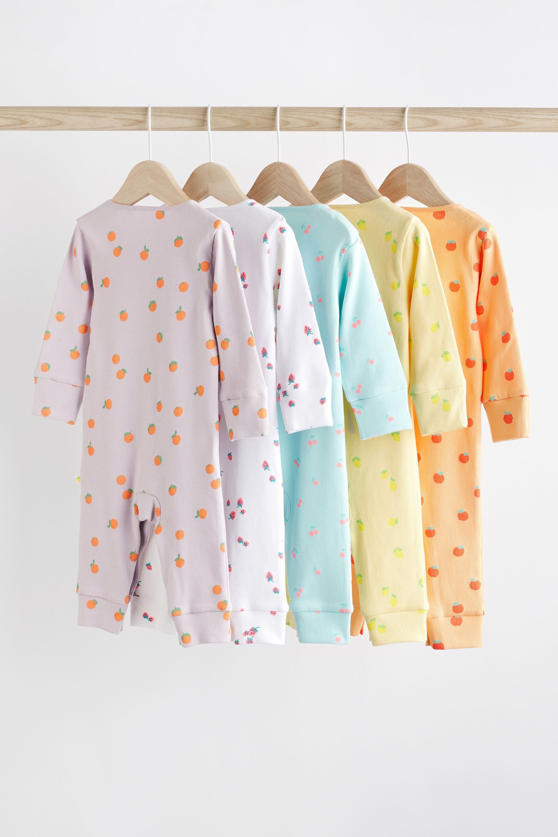 Multi Fruit Print Baby Footless Sleepsuits 5 Pack (0mths-2yrs)