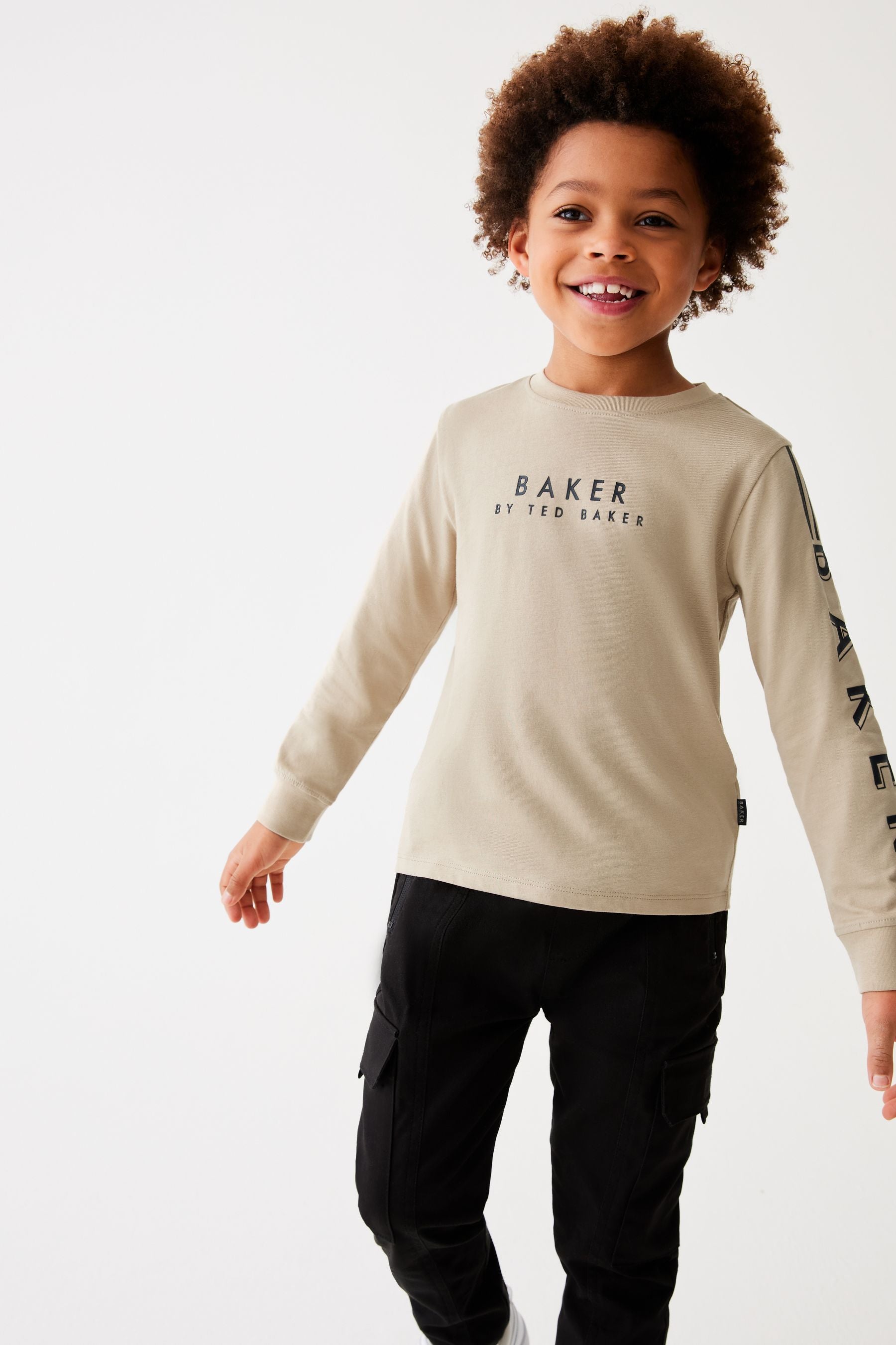 Baker by Ted Baker Long Sleeve Logo 100% Cotton T-Shirt