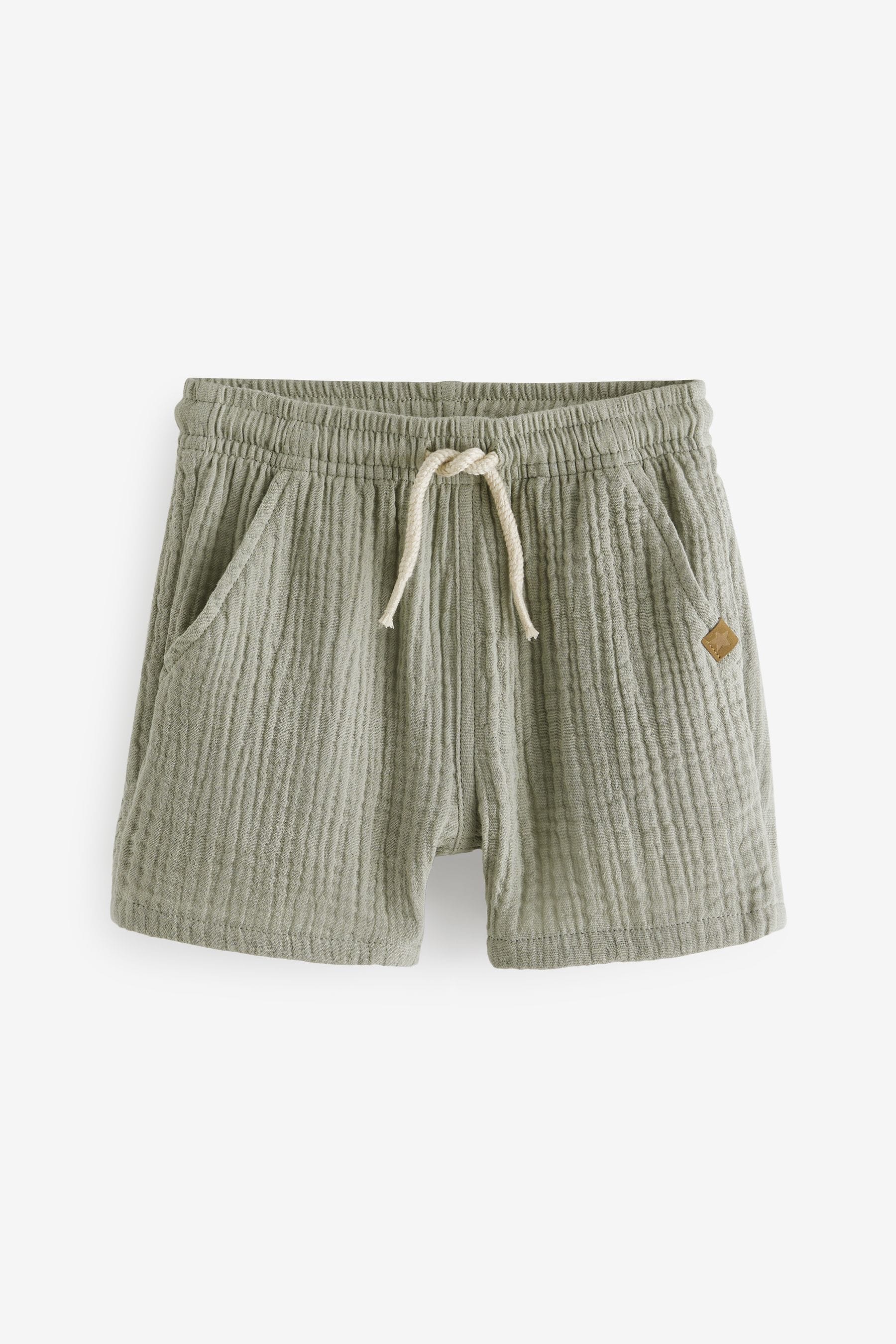 Sage Green Soft Textured Cotton Shorts (3mths-7yrs)