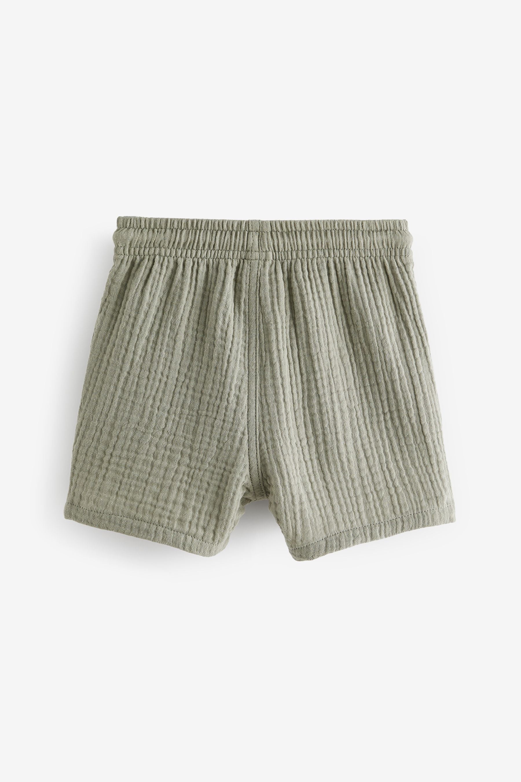 Sage Green Soft Textured Cotton Shorts (3mths-7yrs)