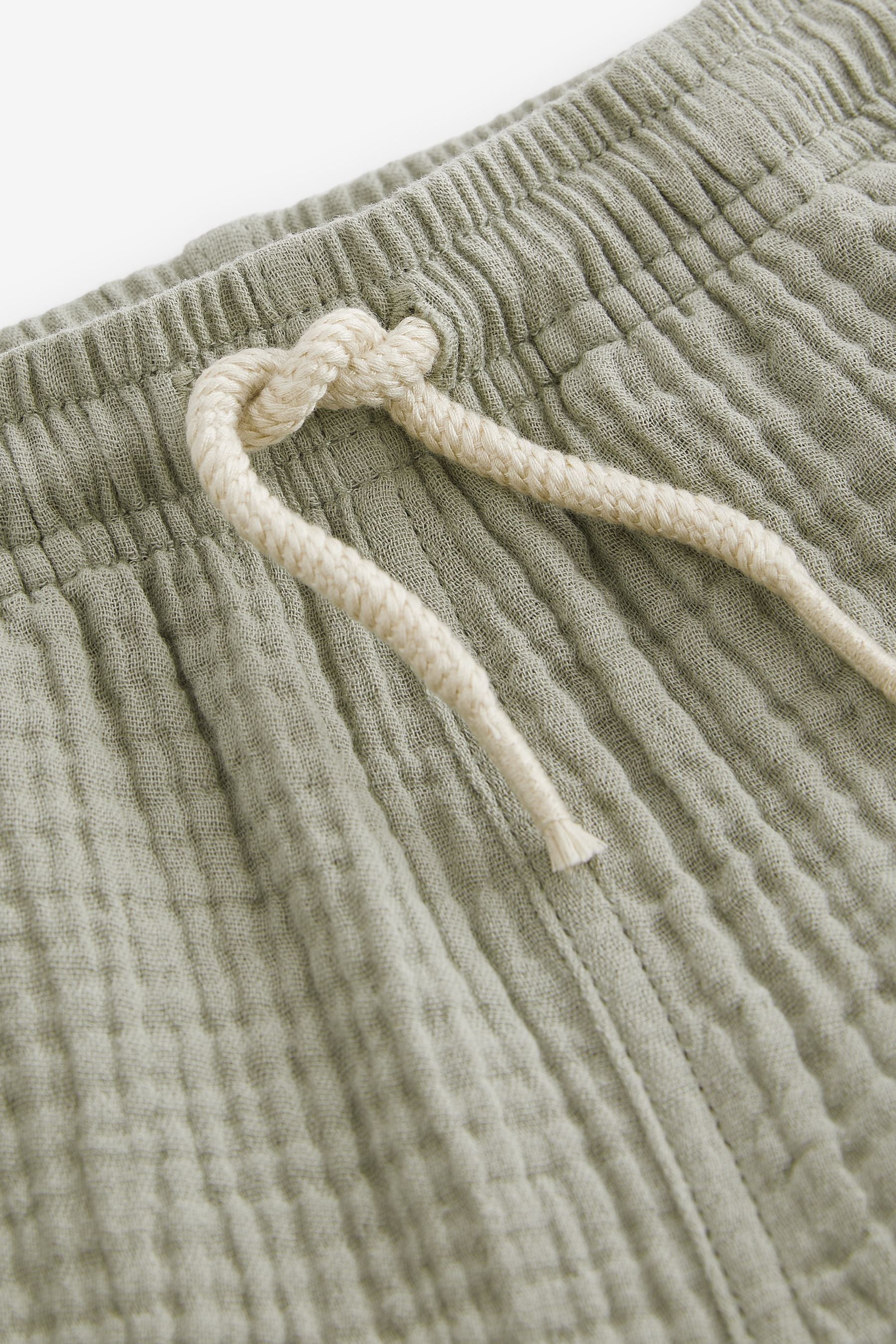 Sage Green Soft Textured Cotton Shorts (3mths-7yrs)