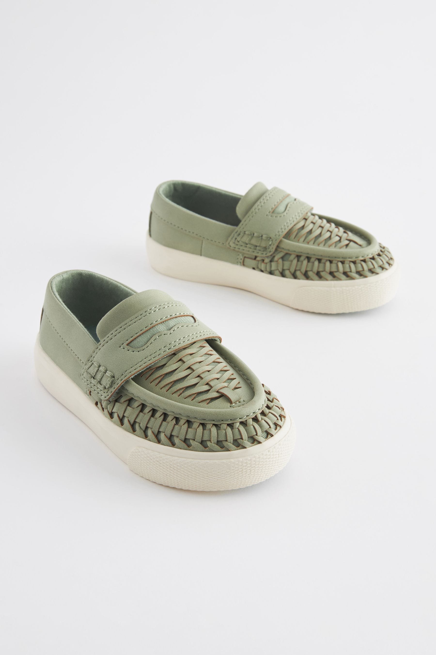 Sage Green Woven Loafers