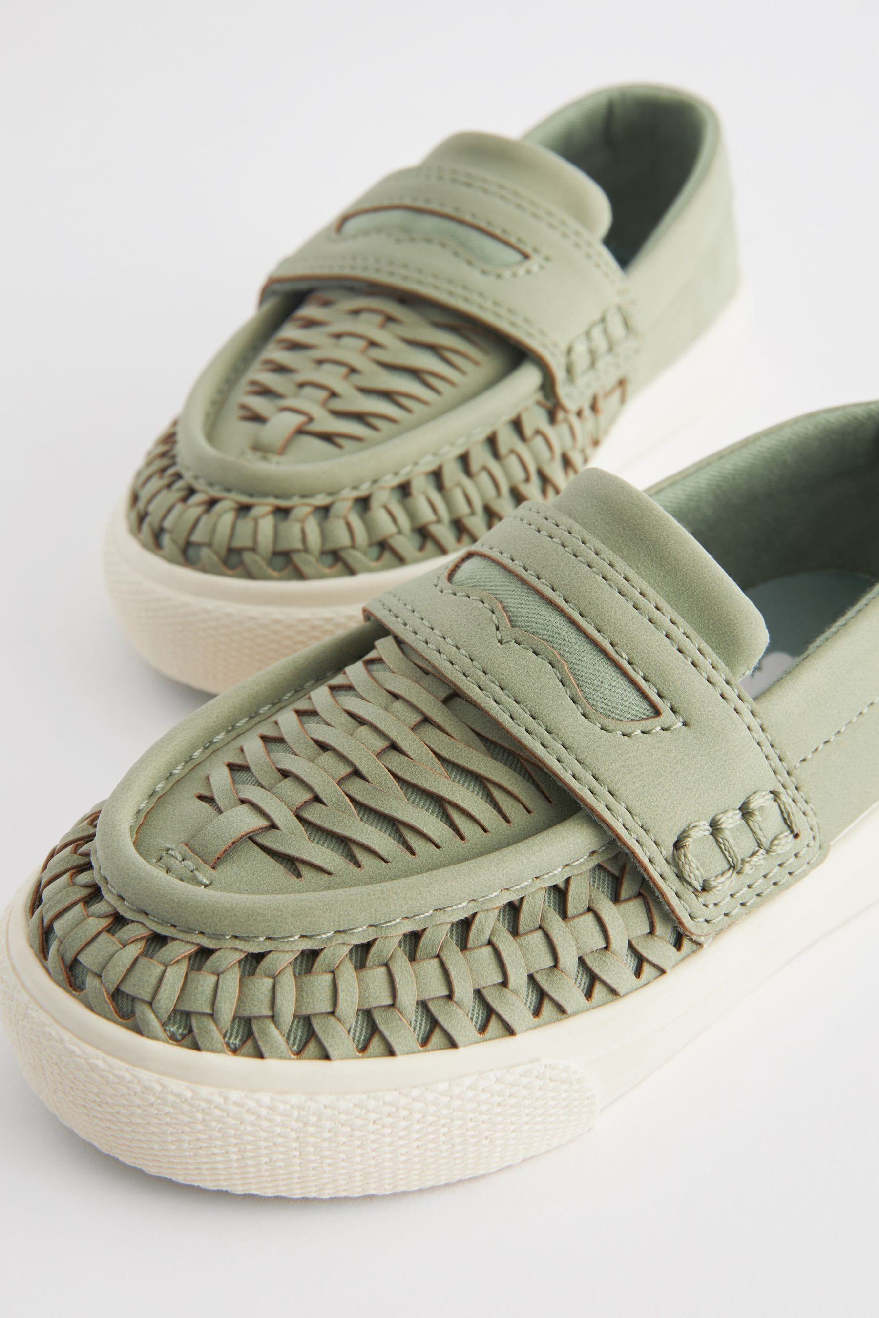 Sage Green Woven Loafers