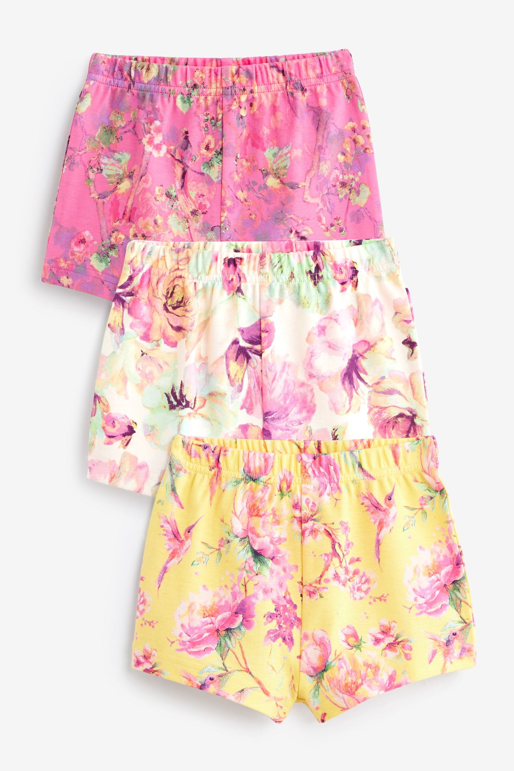 Pink/ Yellow Floral Short 100% Cotton Pyjamas 3 Pack (1.5-12yrs)