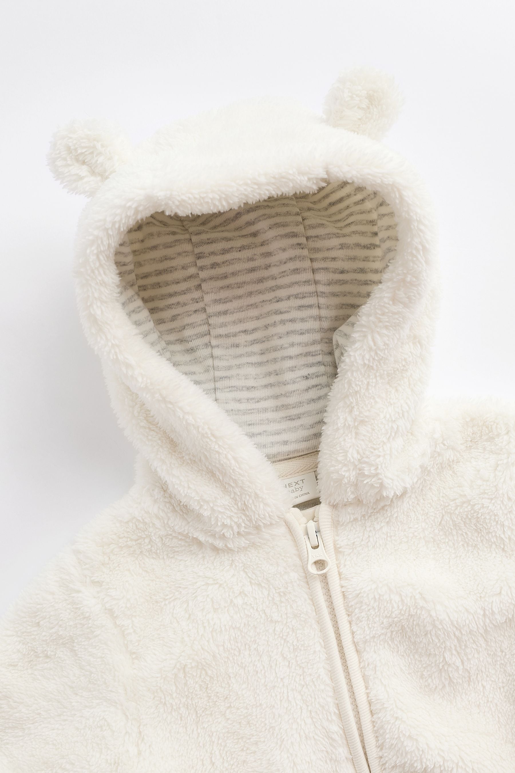 Ecru Baby Cosy Fleece Hooded All-In-One (0mths-2yrs)