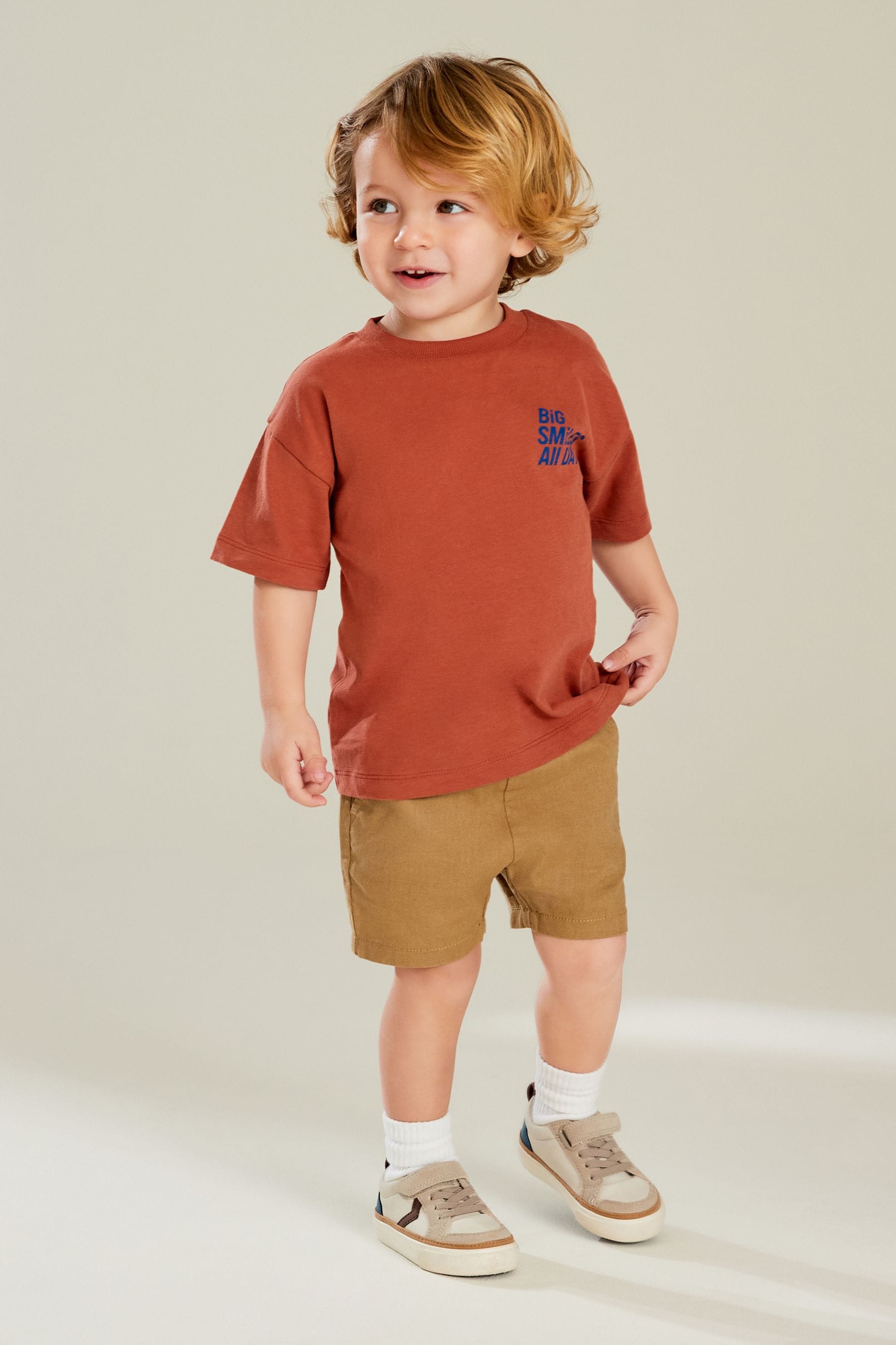 Tan Brown Linen Blend Pull-On Shorts (3mths-7yrs)