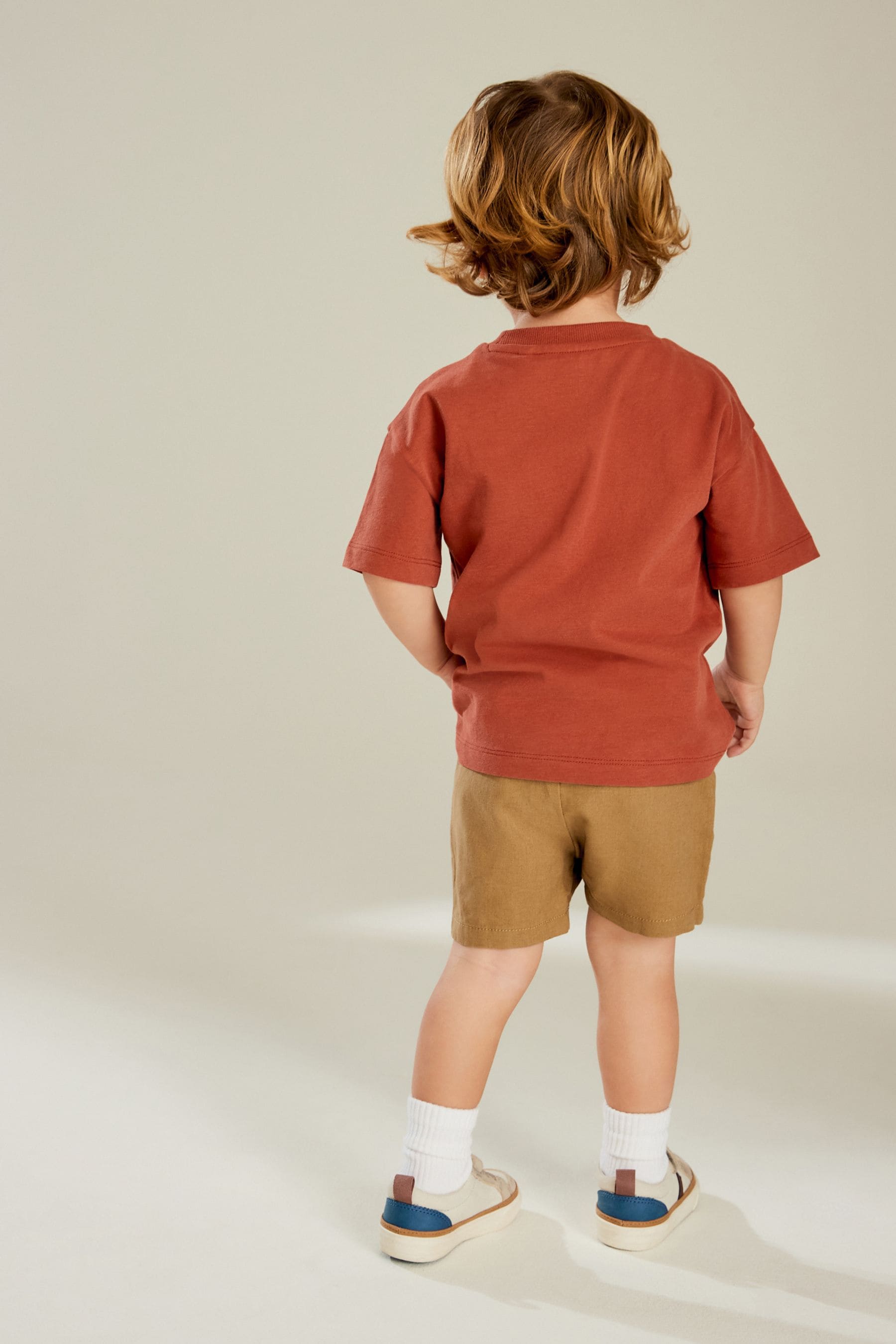 Tan Brown Linen Blend Pull-On Shorts (3mths-7yrs)