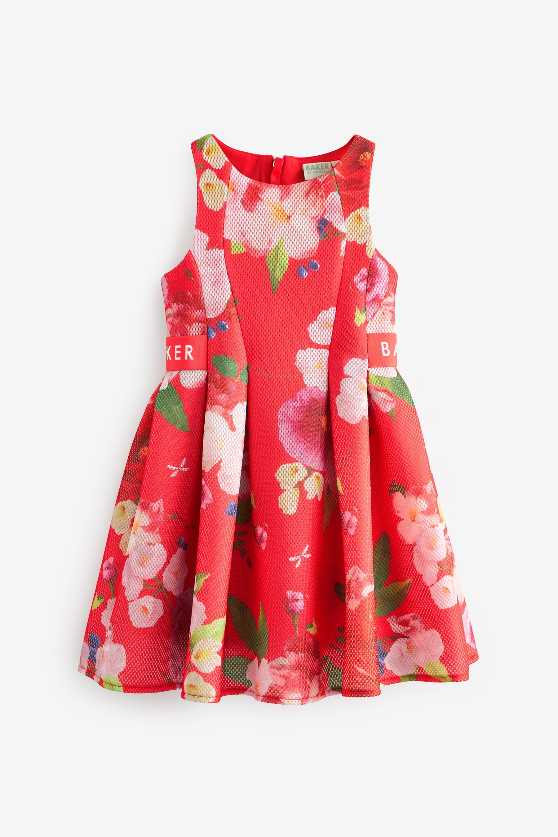 Coral Pink Baker by Ted Baker Floral Airtex Scuba Dress