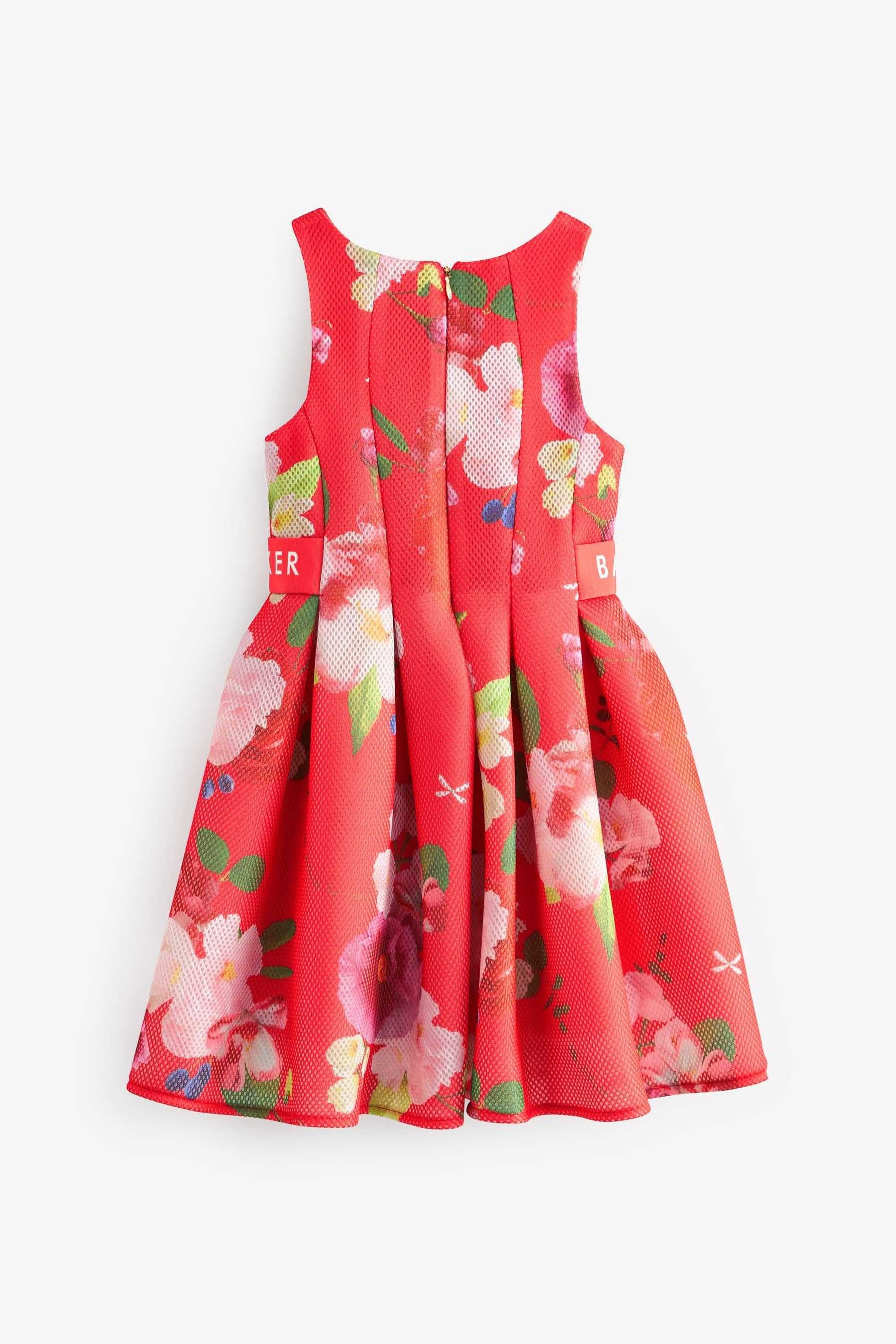 Coral Pink Baker by Ted Baker Floral Airtex Scuba Dress