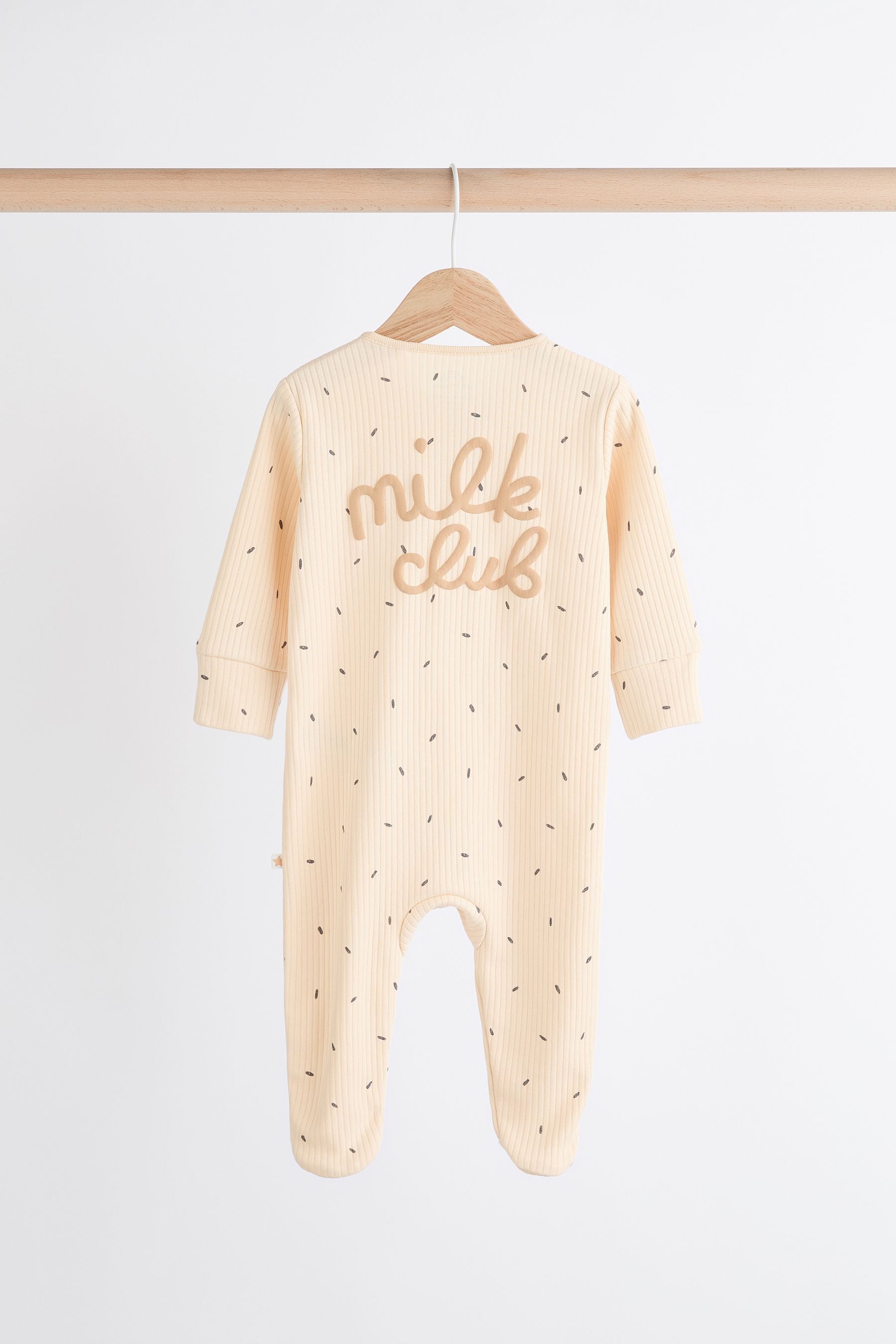 Neutral Milk Club Baby Two Way Zip 100% Cotton Sleepsuits 3 Pack (0mths-2yrs)